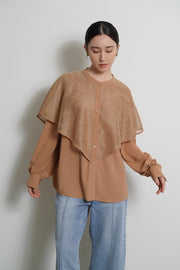 【CYAN tokyo 2026 AW VOL.1】ラメメッシュケープレイヤーシャツ - Champdelarose