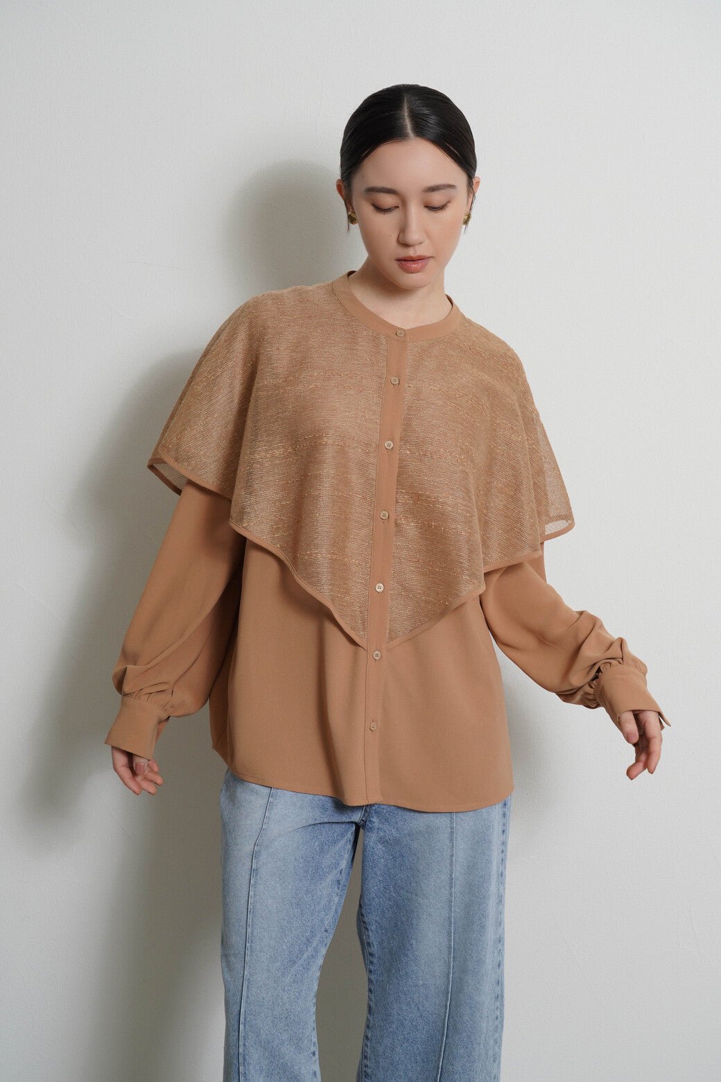 【CYAN tokyo 2026 AW VOL.1】ラメメッシュケープレイヤーシャツ - Champdelarose
