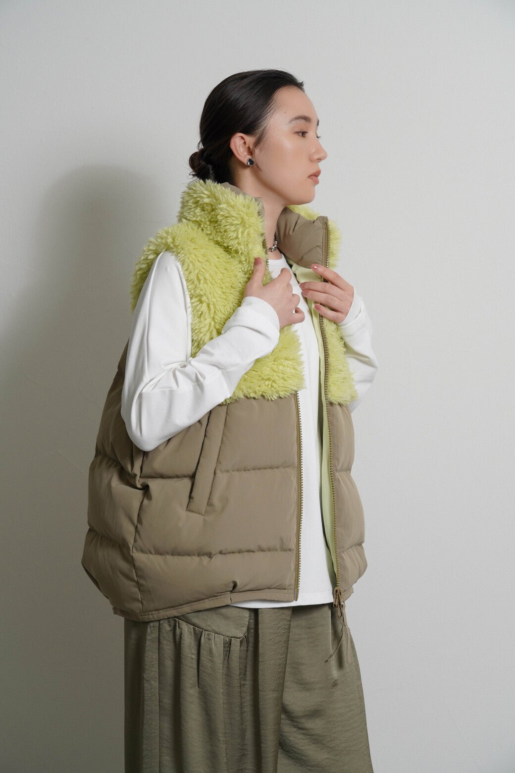 【CYAN tokyo 2026 AW VOL.1】シャギーボアコンビダウンベスト - Champdelarose