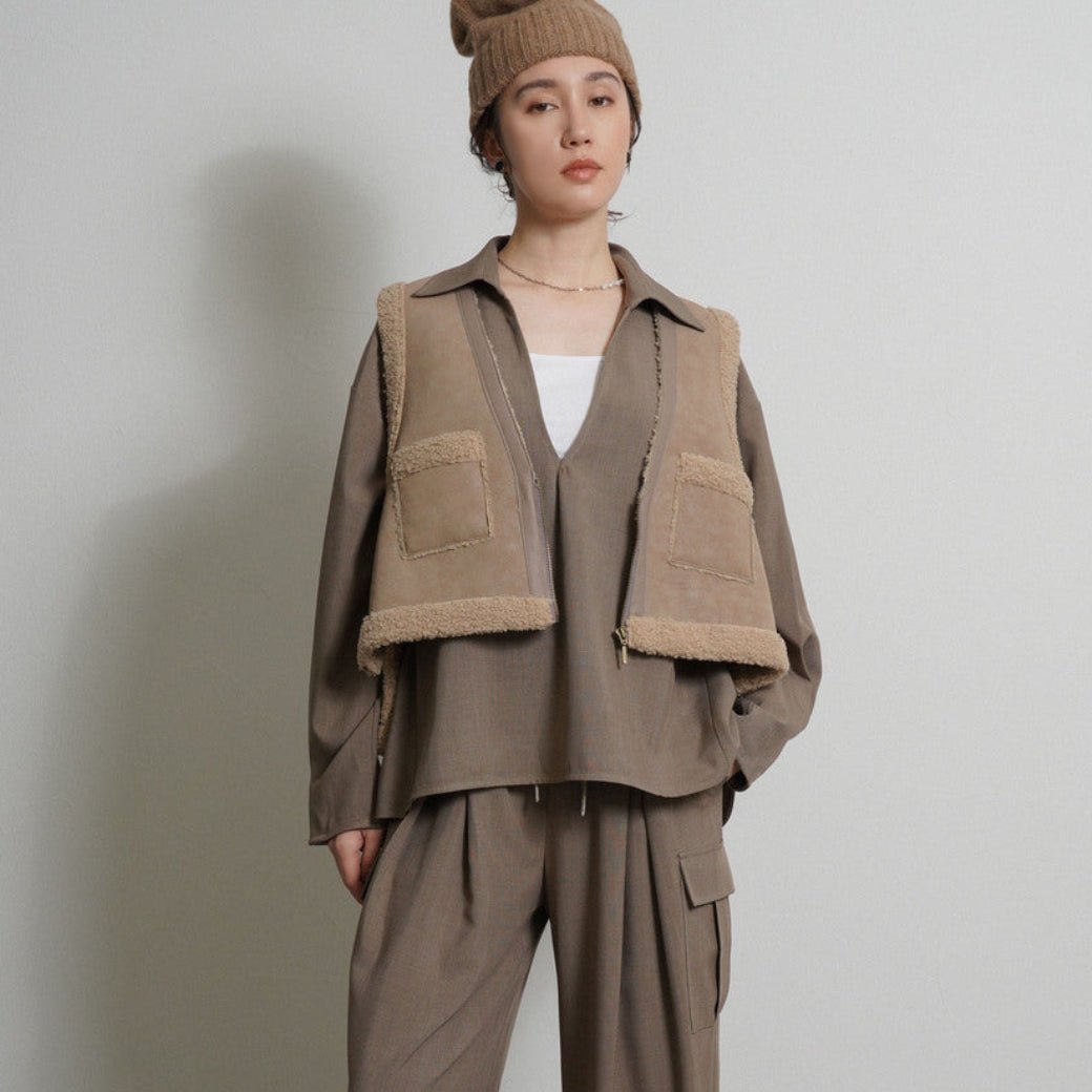 【CYAN tokyo 2026 AW VOL.1】バックオーバームートンベスト - Champdelarose