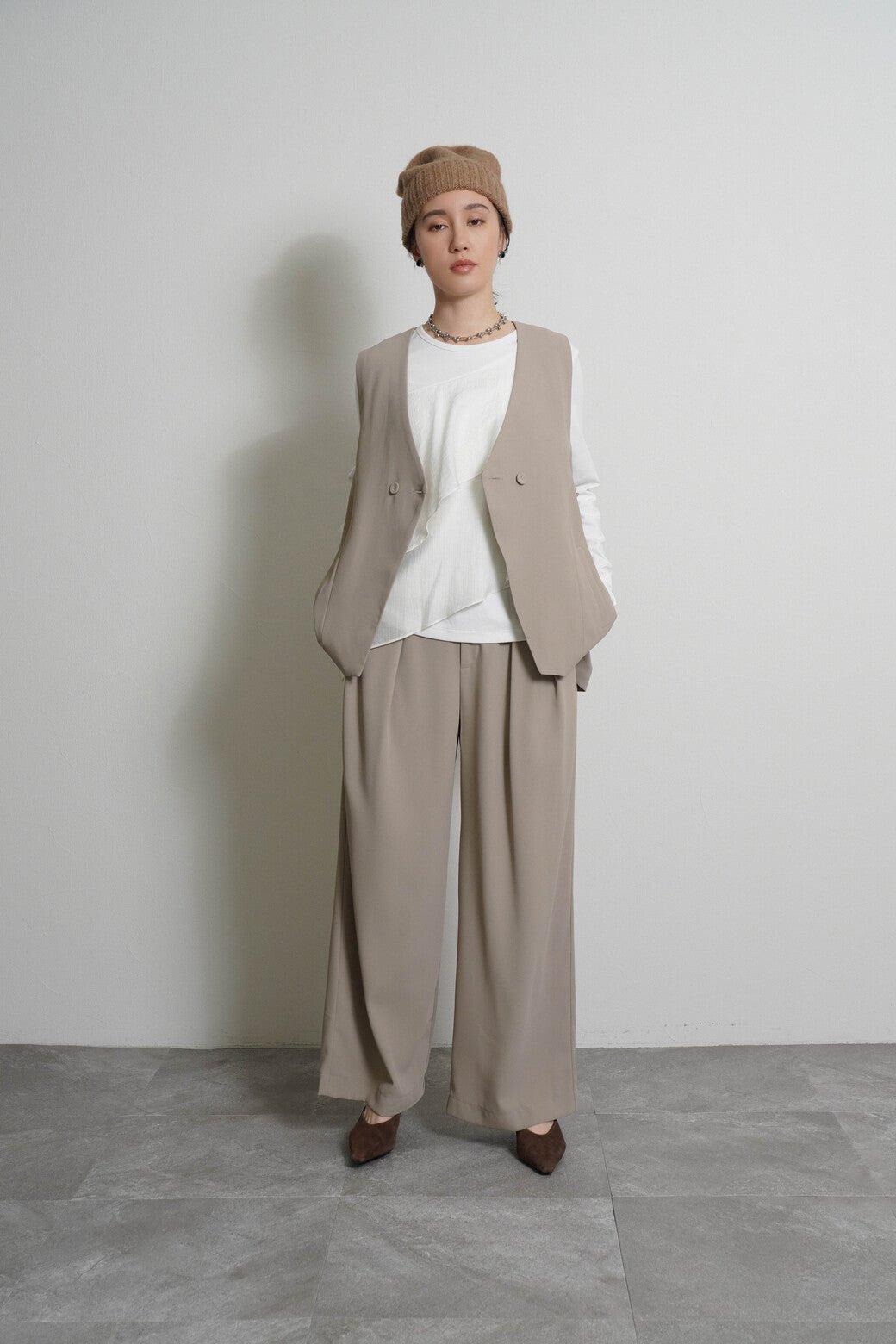 【CYAN tokyo 2026 AW VOL.1】アームプリーツジョーゼットベスト - Champdelarose