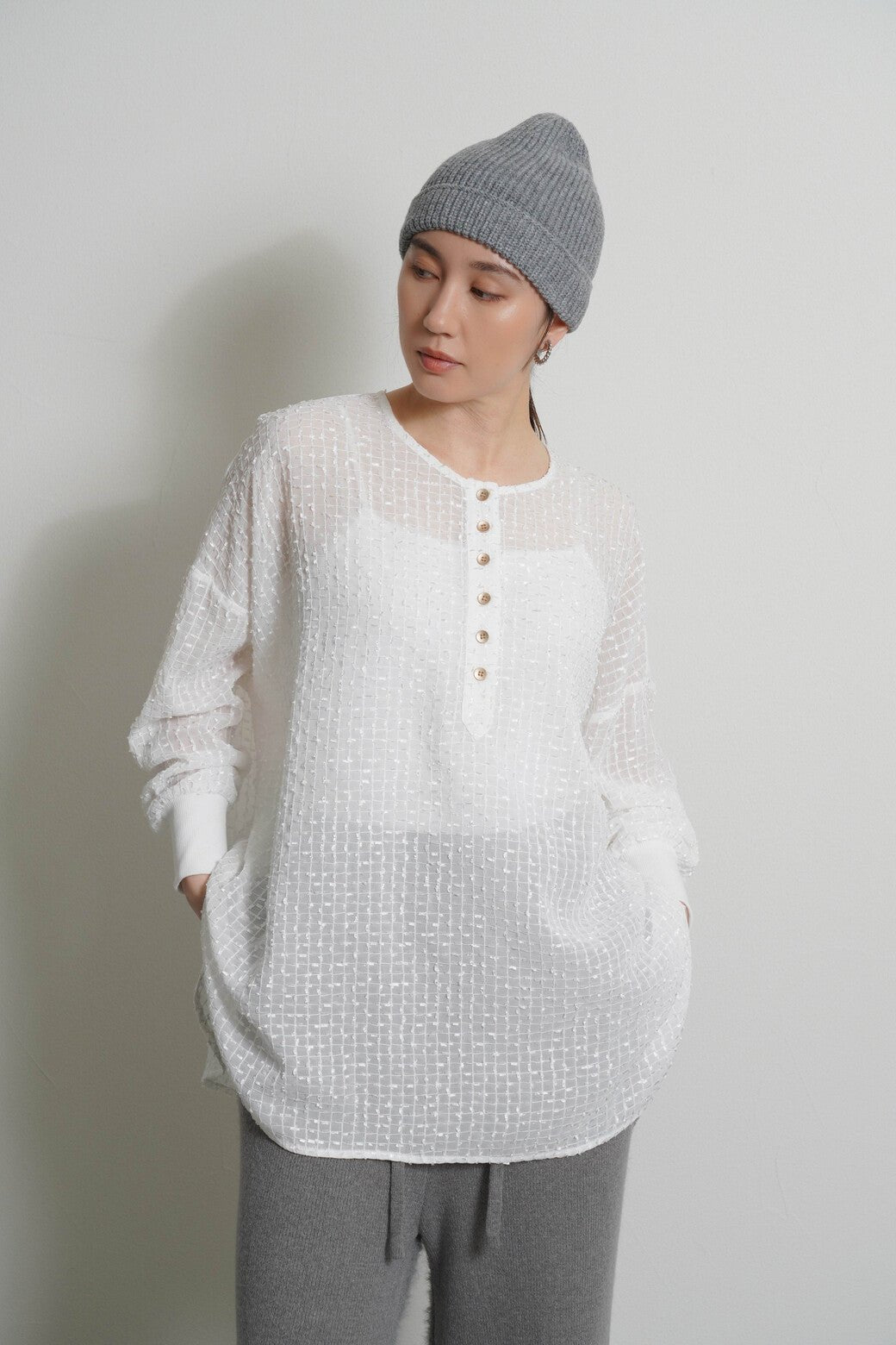 【CYAN tokyo 2026 AW VOL.1】ループカットシアジャガードヘンリー - Champdelarose