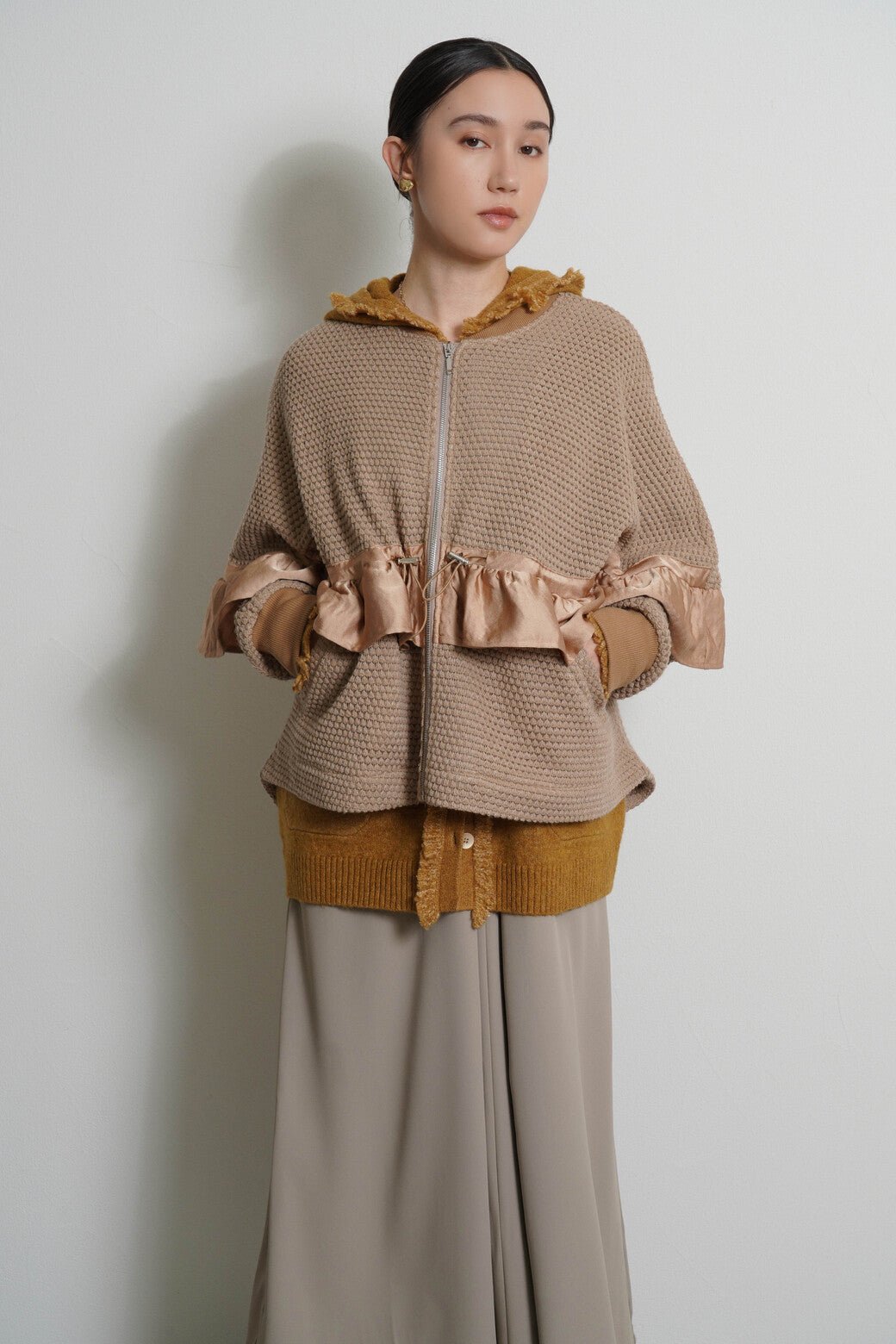 【CYAN tokyo 2026 AW VOL.1】BIGワッフルフリルブルゾン - Champdelarose