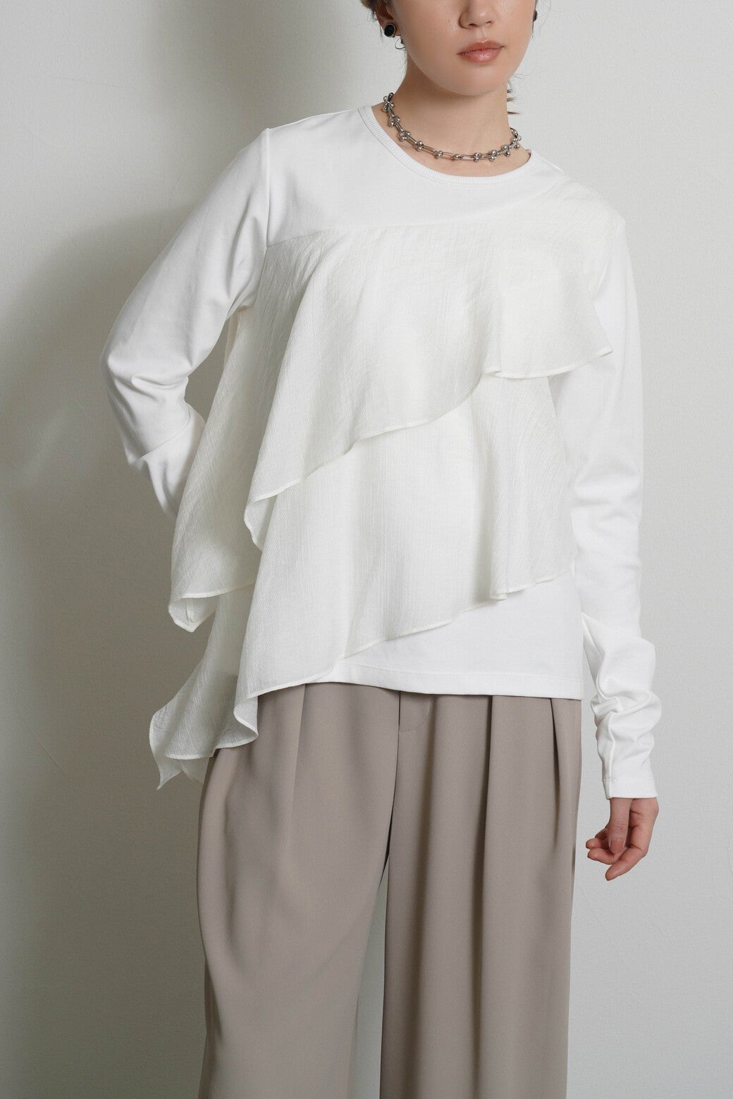 【CYAN tokyo 2026 AW VOL.1】アシメフリルコンビTOPS - Champdelarose