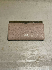 【限定】507.クロスバーロングウォレット　グレージュ　オーストリッチ型押し　マットゴールド金具　MUL161