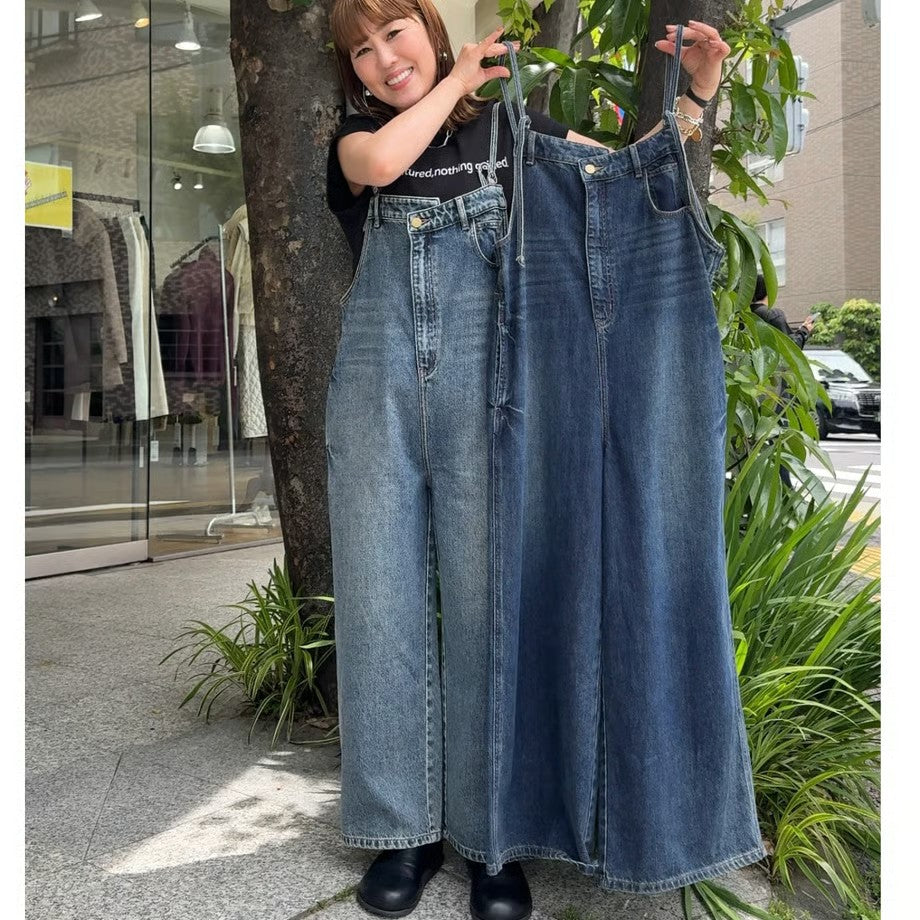 【select】フロントアシンメトリーデニムオールインワン