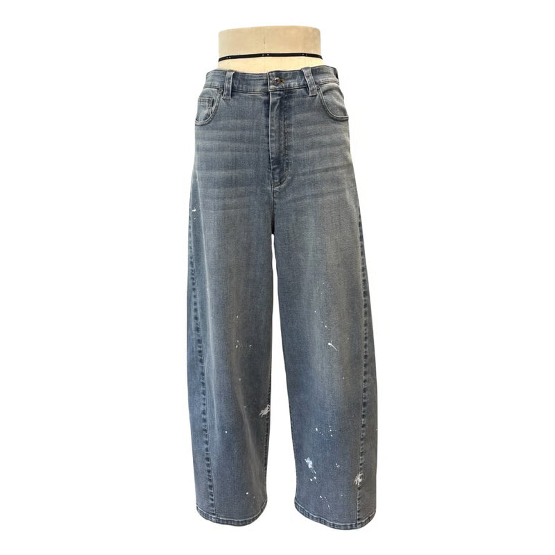 【ayane 2026 Early Spring】ペイント加工バレルレッグデニムパンツ