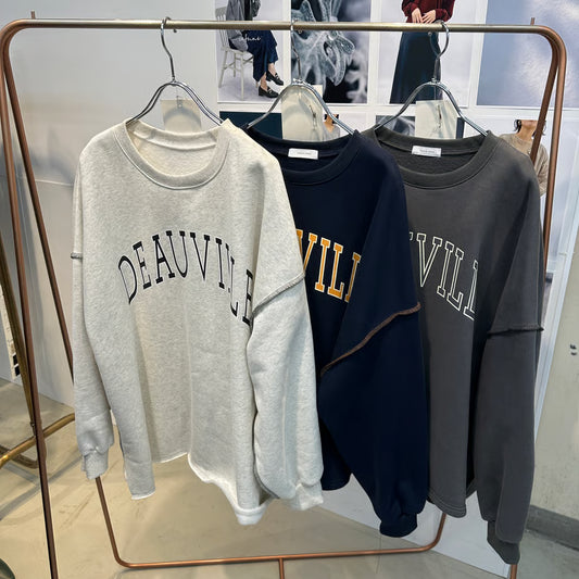 【cafune / PASSIONE 2025 WINTER】スリーブ切替ロゴトレーナー