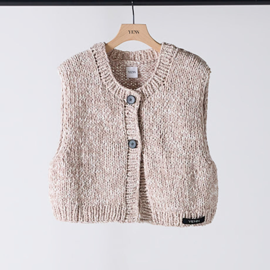 YENN 2025 AUTUMN/WINTER】MIX HAND KNIT VEST – Champdelarose
