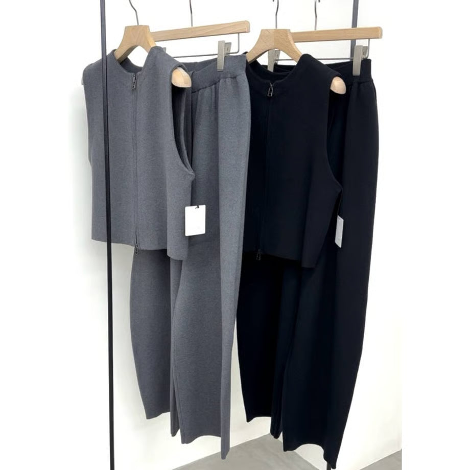 【CLOCHE】ニットジップベストセットアップ