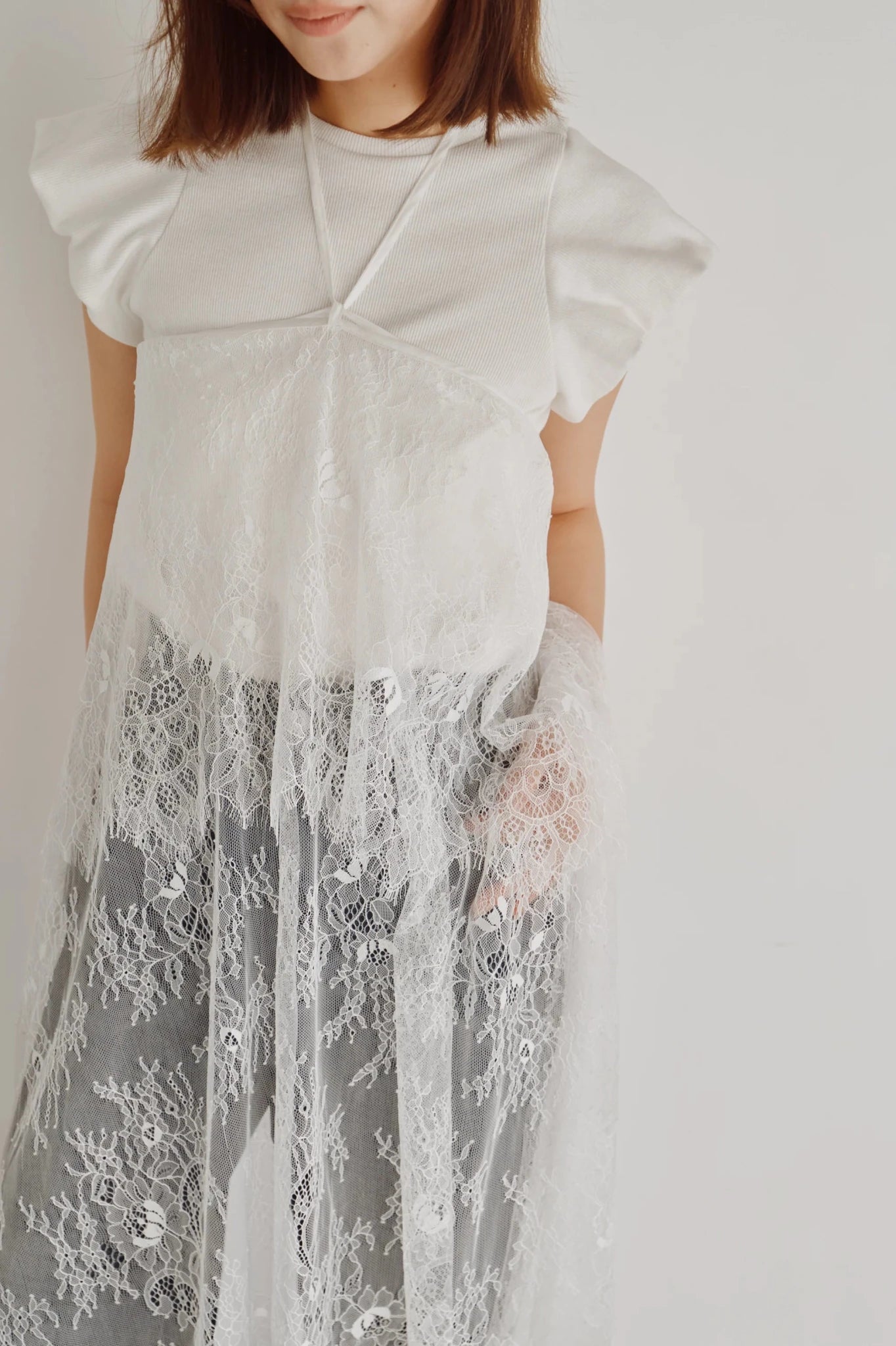 【Hella 2026 FALLWINTER COLLECTION】2Way Layered Lace Wrap Skirt - Champdelarose
