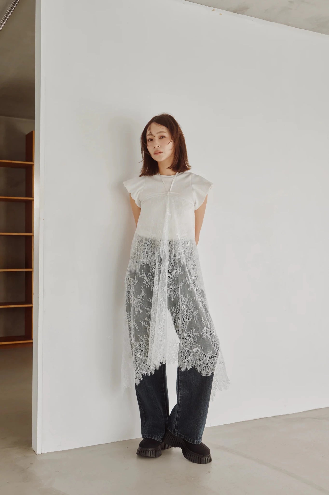 【Hella 2026 FALLWINTER COLLECTION】2Way Layered Lace Wrap Skirt - Champdelarose