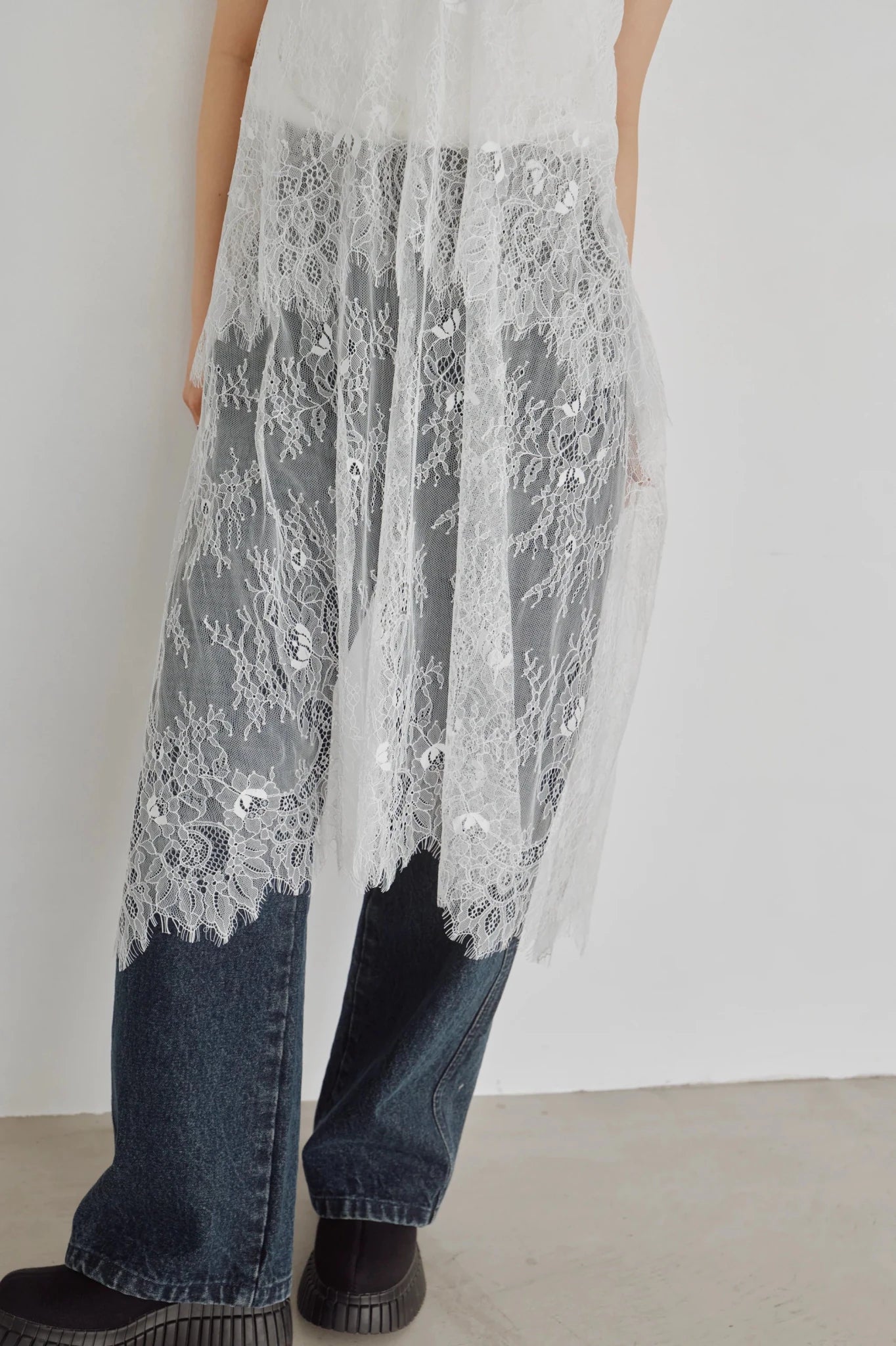 【Hella 2026 FALLWINTER COLLECTION】2Way Layered Lace Wrap Skirt - Champdelarose