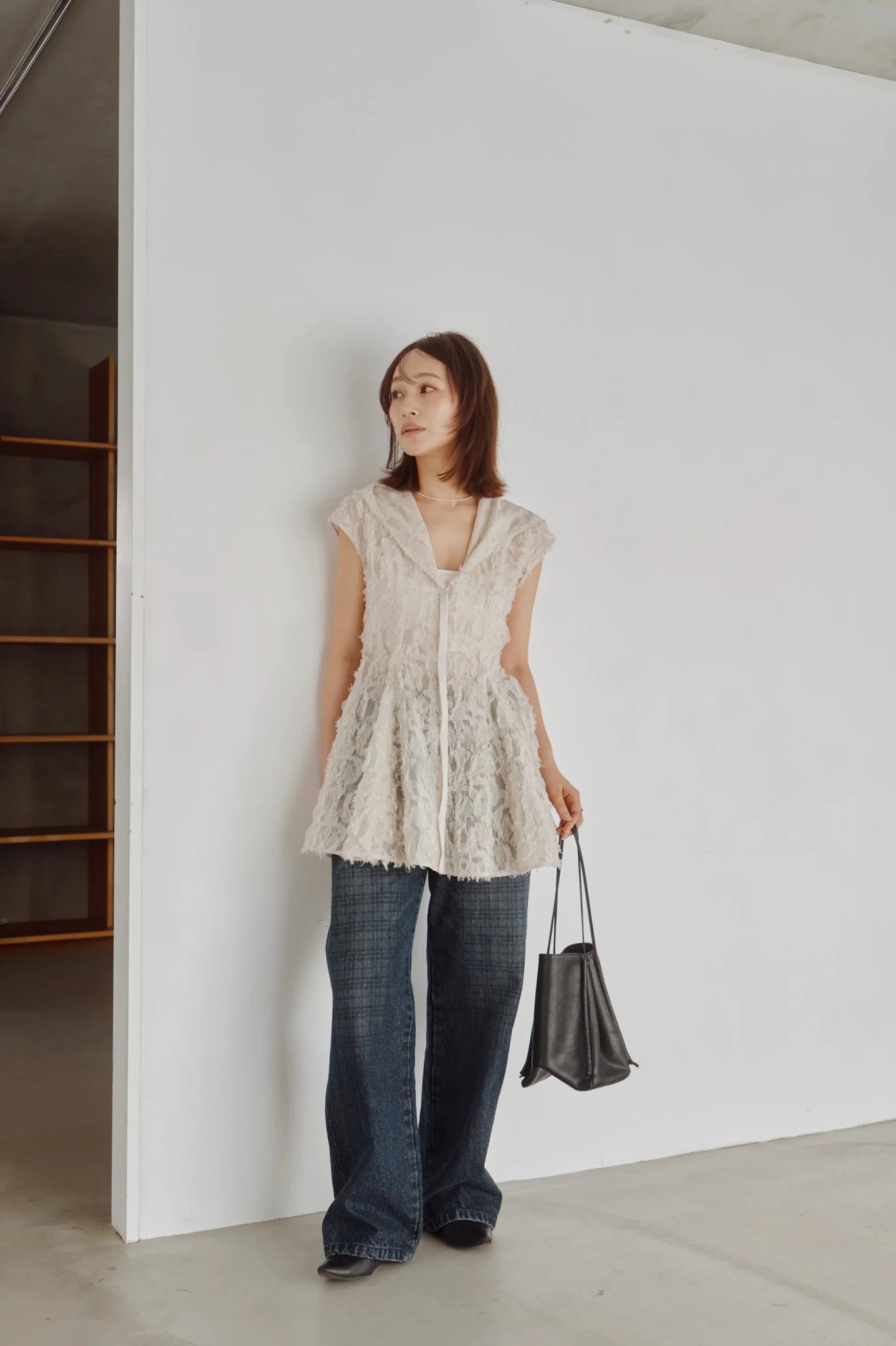 【Hella 2026 FALLWINTER COLLECTION】Cut Jacquard Peplum Hoodie - Champdelarose