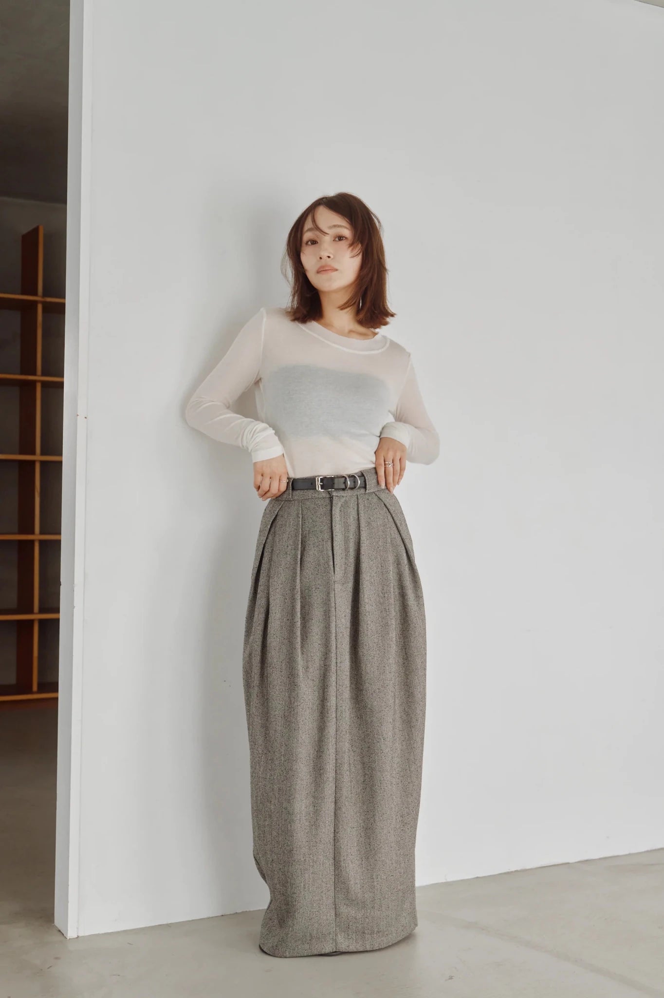 【Hella 2026 FALLWINTER COLLECTION】Herringbone Tweed Skirt - Champdelarose
