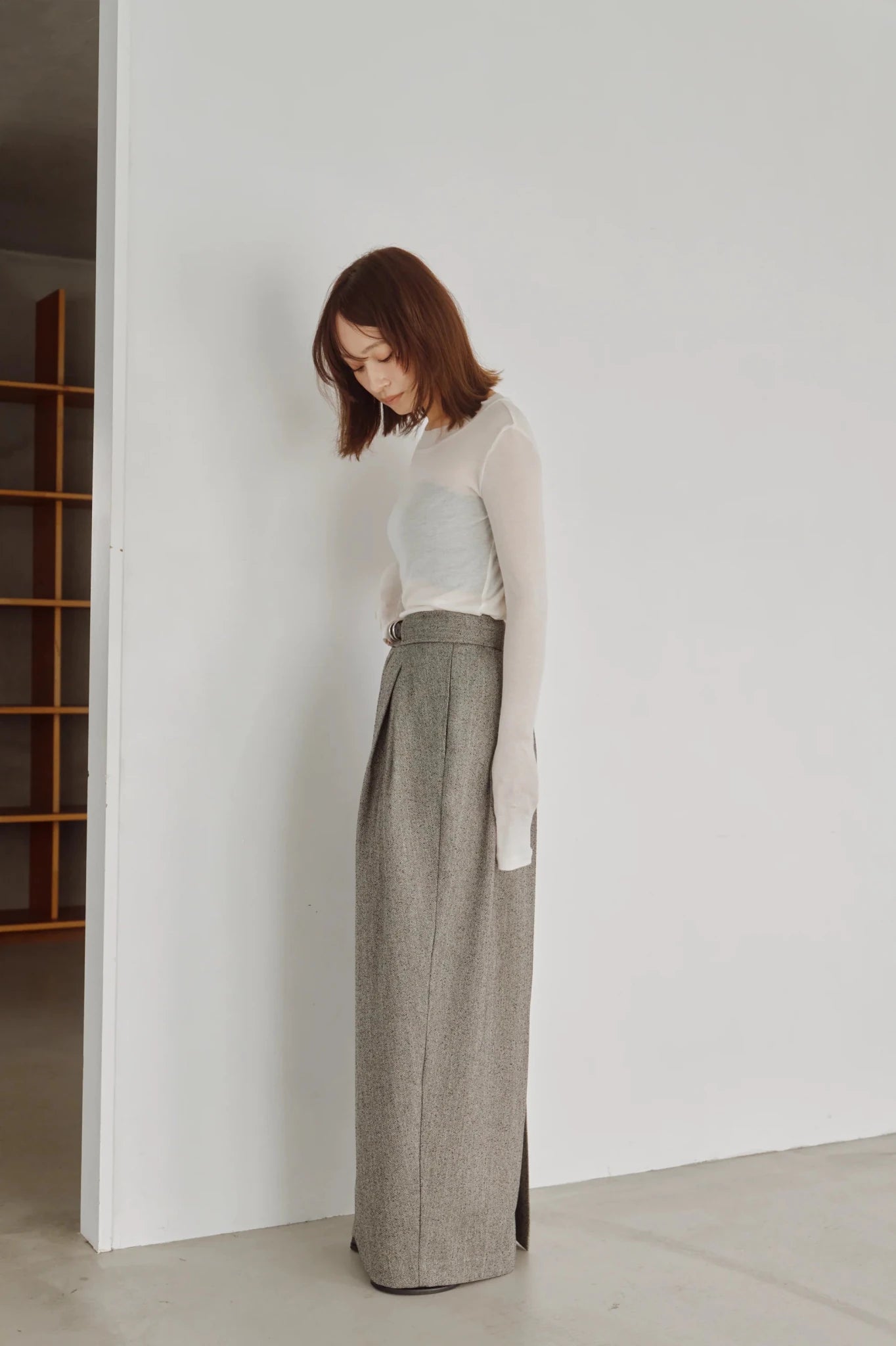 【Hella 2026 FALLWINTER COLLECTION】Herringbone Tweed Skirt - Champdelarose