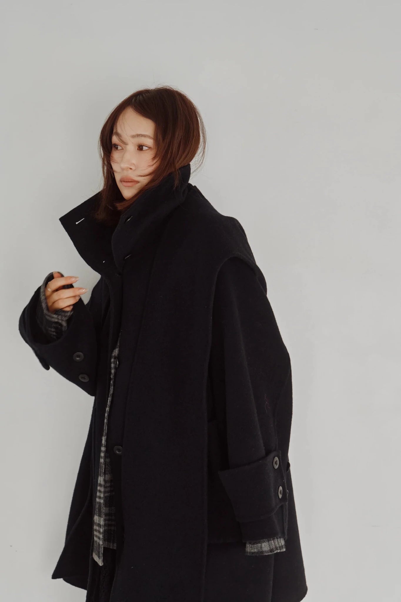 【Hella 2026 FALLWINTER COLLECTION】Hooded Stole Rever Coat - Champdelarose