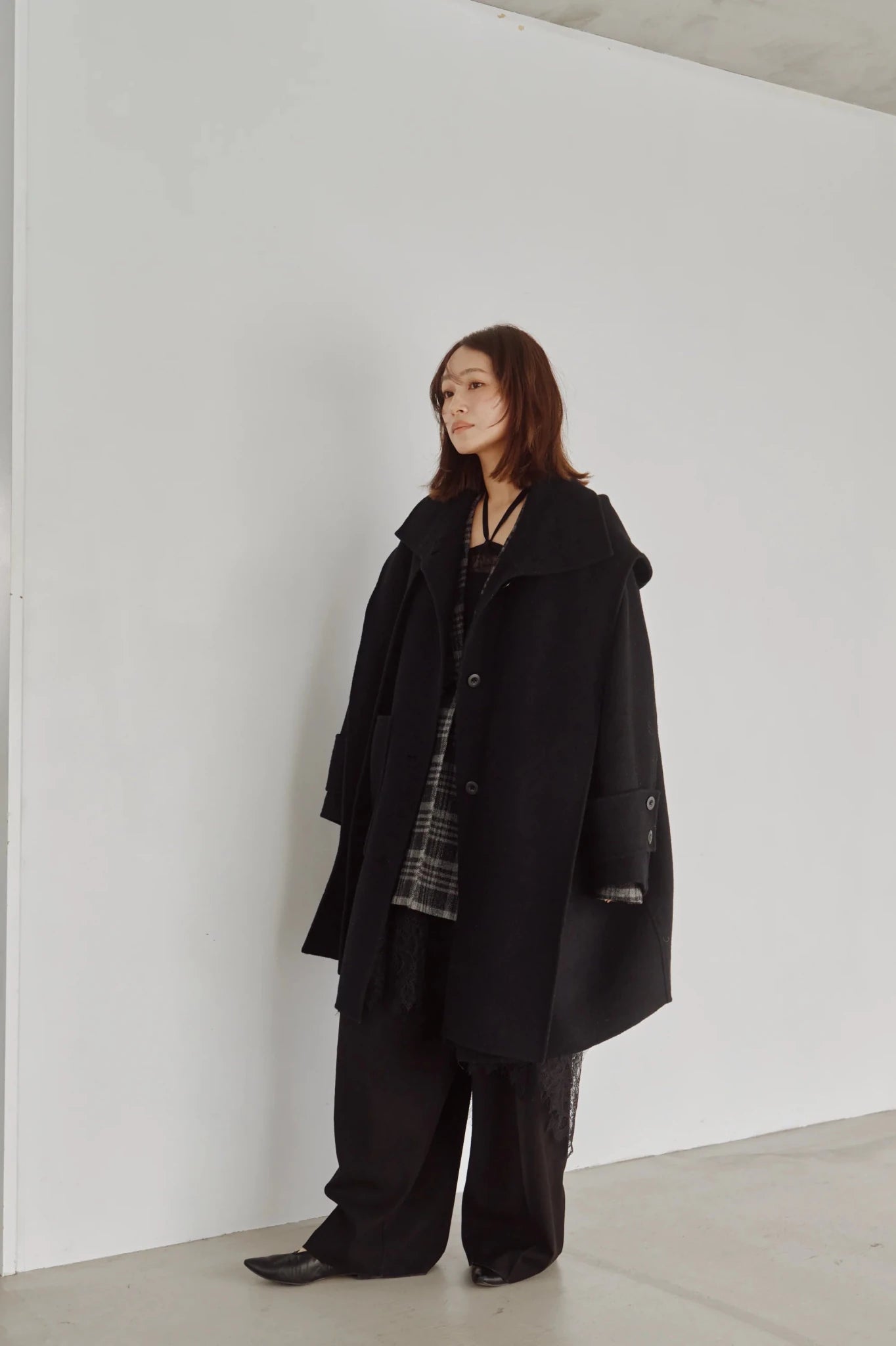 【Hella 2026 FALLWINTER COLLECTION】Hooded Stole Rever Coat - Champdelarose