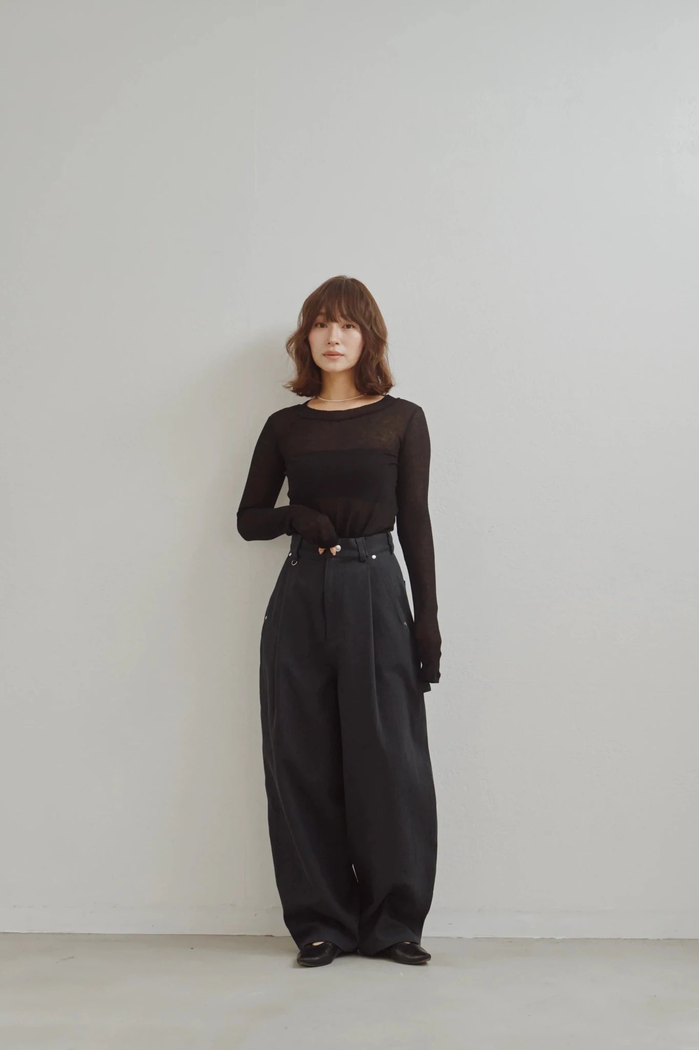 【Hella 2026 FALLWINTER COLLECTION】Modal Wool Sheer Top - Champdelarose