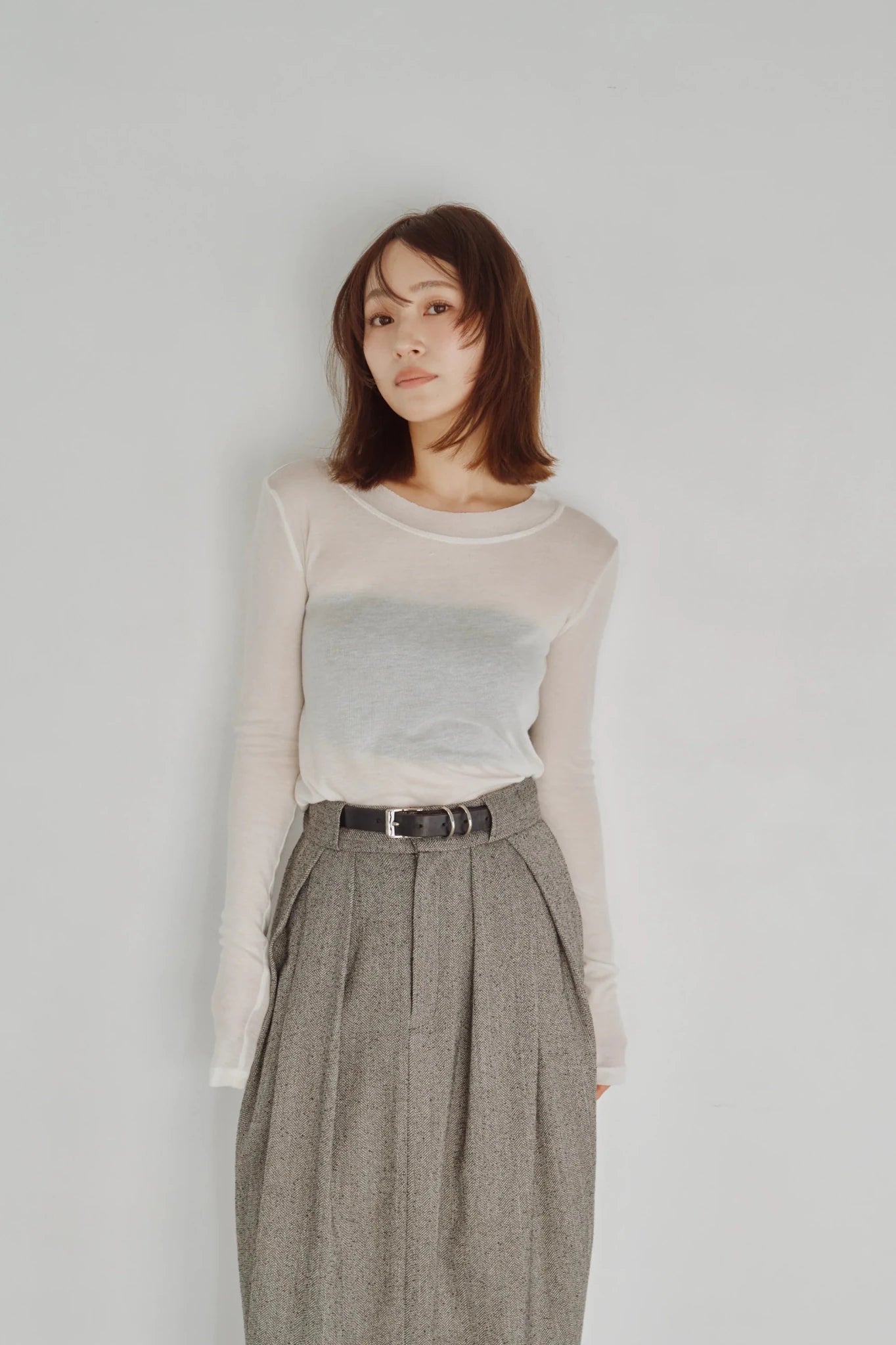 【Hella 2026 FALLWINTER COLLECTION】Modal Wool Sheer Top - Champdelarose