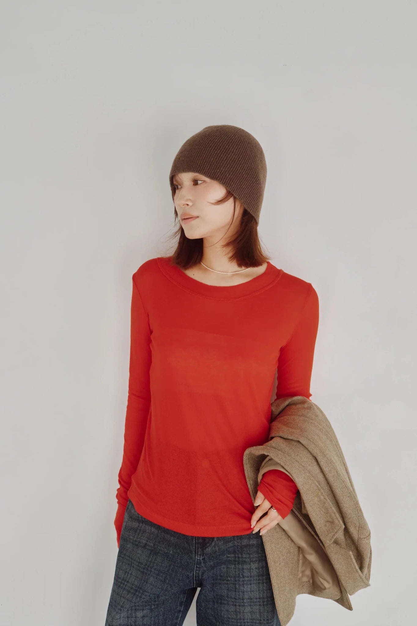 【Hella 2026 FALLWINTER COLLECTION】Modal Wool Sheer Top - Champdelarose