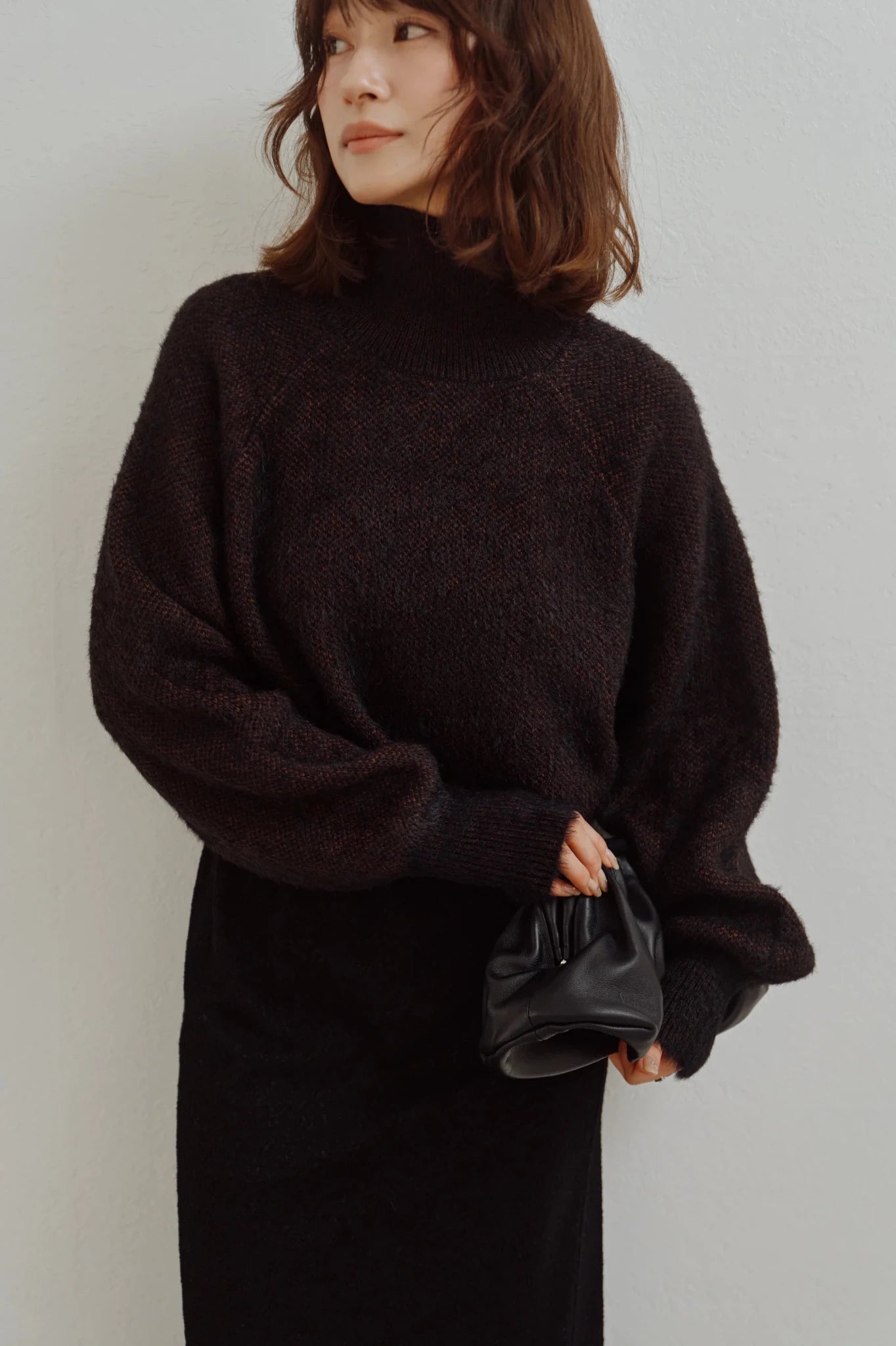 【Hella 2026 FALLWINTER COLLECTION】Shaggy High Neck Knit Top - Champdelarose