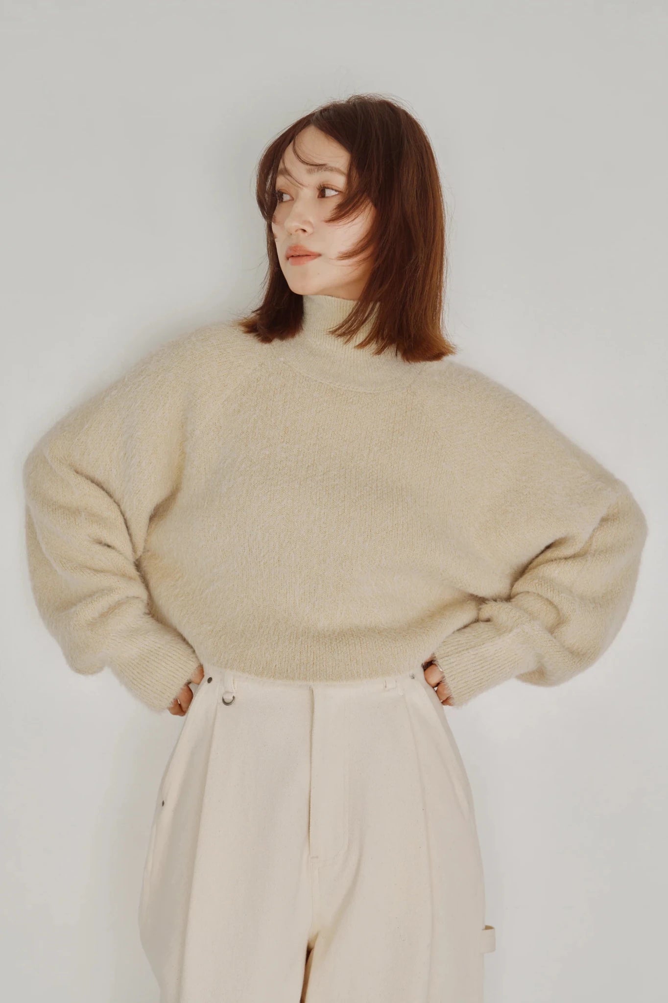 【Hella 2026 FALLWINTER COLLECTION】Shaggy High Neck Knit Top - Champdelarose