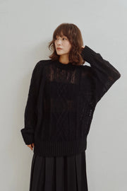 【Hella 2026 FALLWINTER COLLECTION】Sheer Cable Knit Top - Champdelarose