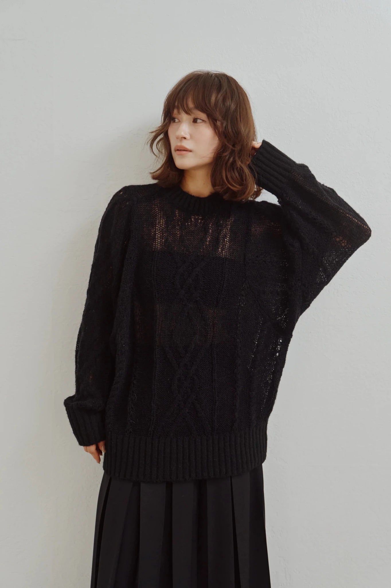 【Hella 2026 FALLWINTER COLLECTION】Sheer Cable Knit Top - Champdelarose