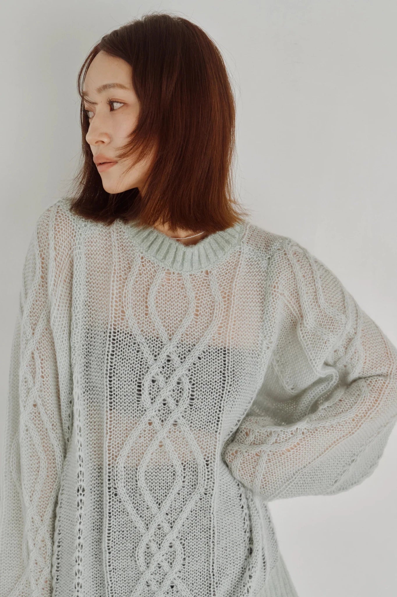 【Hella 2026 FALLWINTER COLLECTION】Sheer Cable Knit Top - Champdelarose