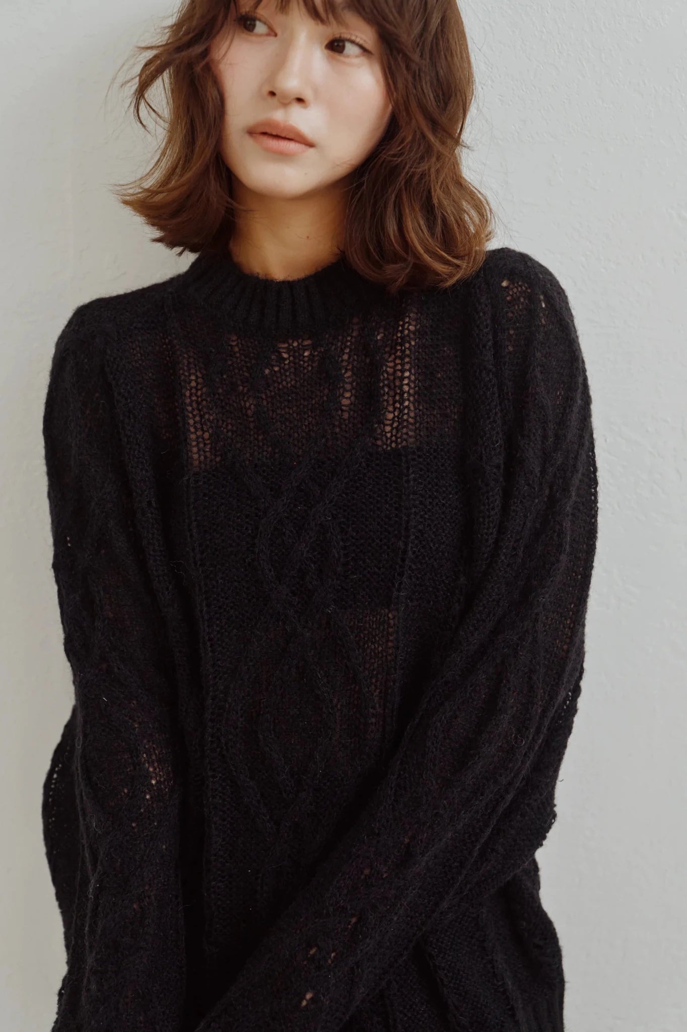 【Hella 2026 FALLWINTER COLLECTION】Sheer Cable Knit Top - Champdelarose