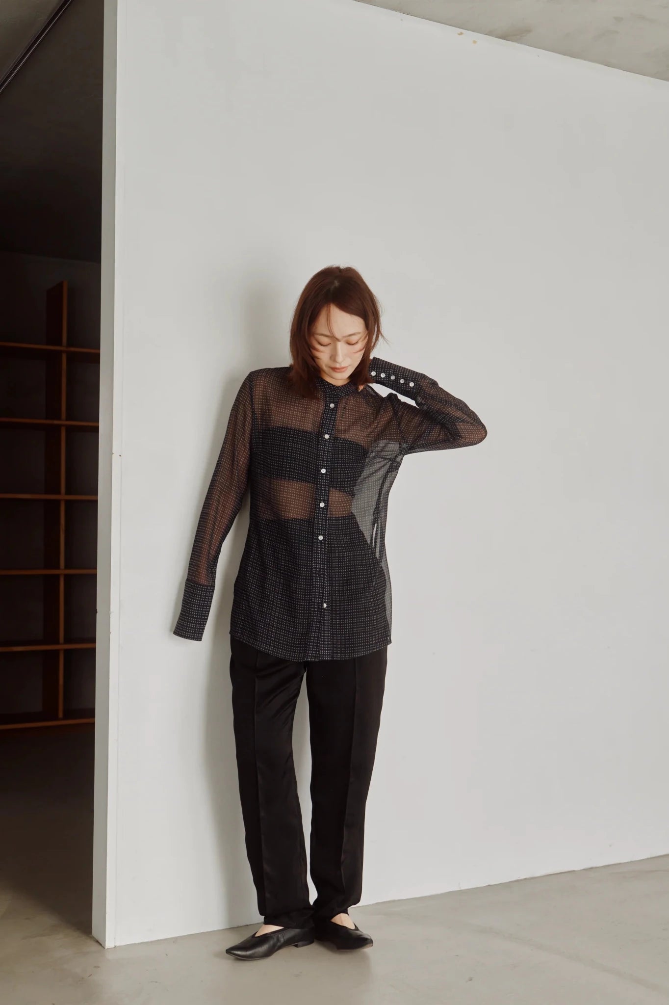 【Hella 2026 FALLWINTER COLLECTION】Sheer Check Slim Shirt - Champdelarose