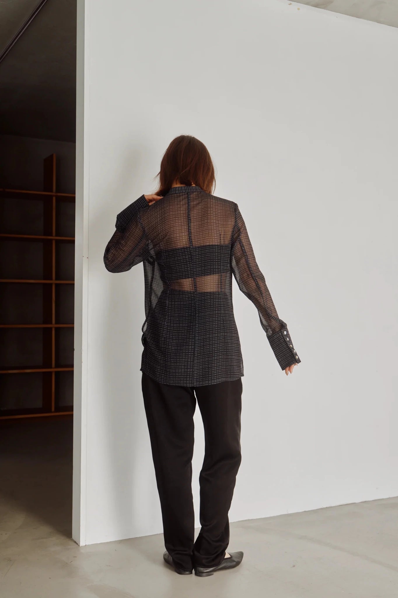 【Hella 2026 FALLWINTER COLLECTION】Sheer Check Slim Shirt - Champdelarose