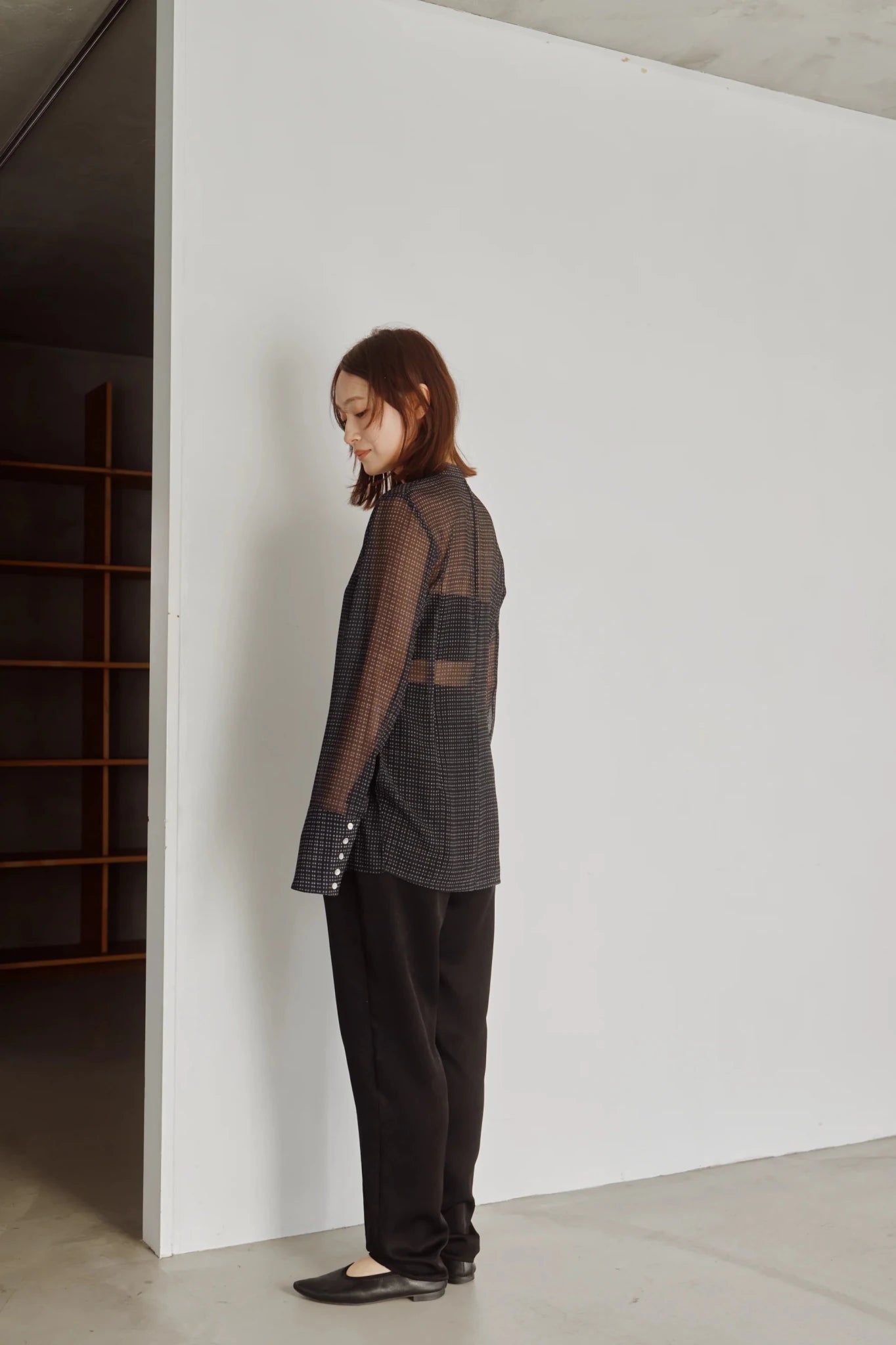 【Hella 2026 FALLWINTER COLLECTION】Sheer Check Slim Shirt - Champdelarose
