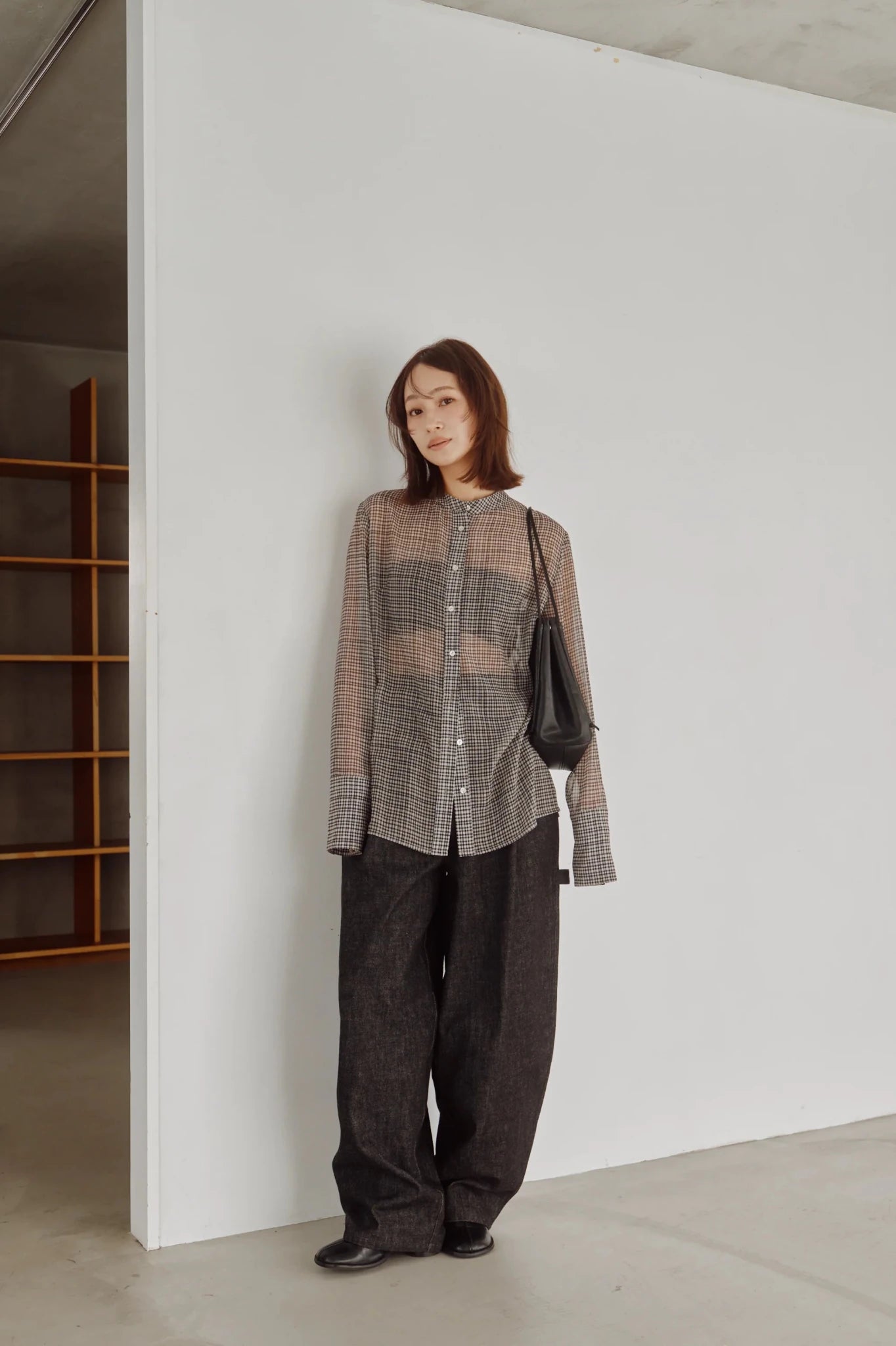 【Hella 2026 FALLWINTER COLLECTION】Sheer Check Slim Shirt - Champdelarose