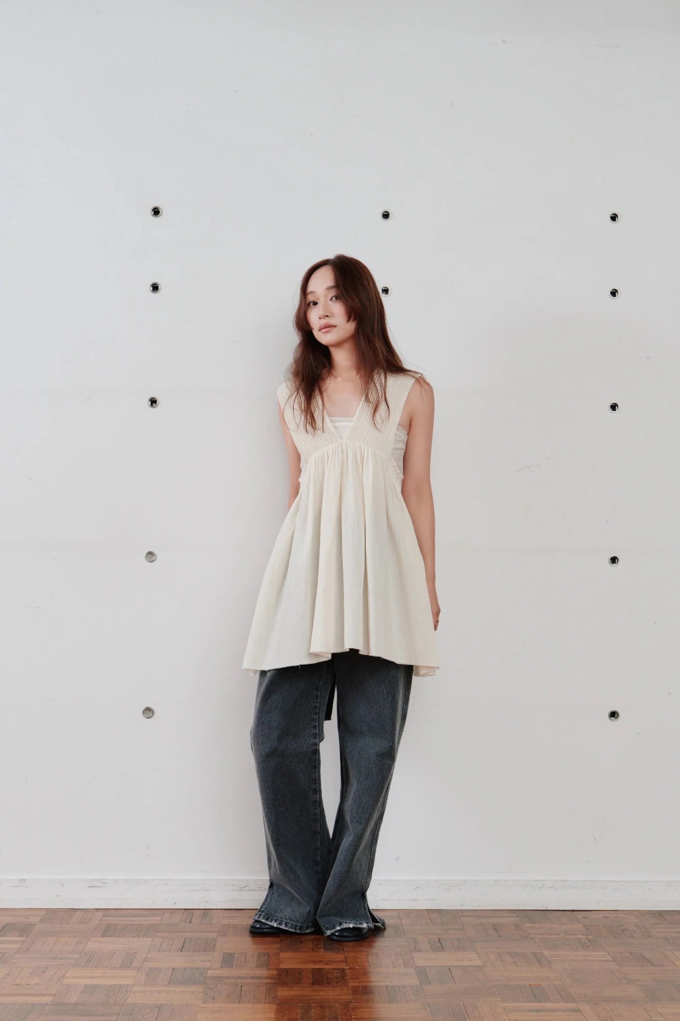 【Hella 2026 SPRING/SUMMER】cotton crepe gather top - Champdelarose