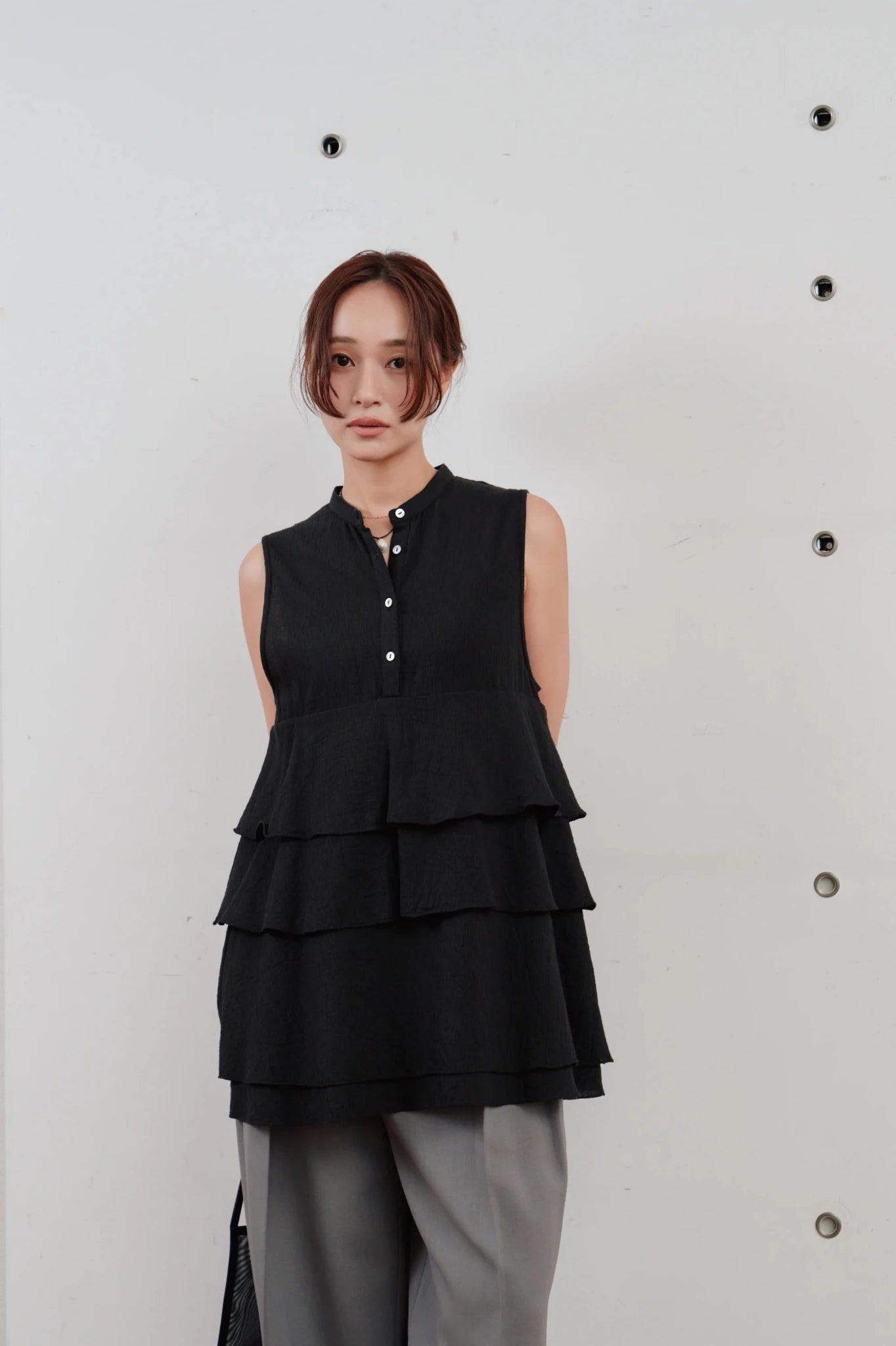 【Hella 2026 SPRING/SUMMER】cotton crepe layer top - Champdelarose