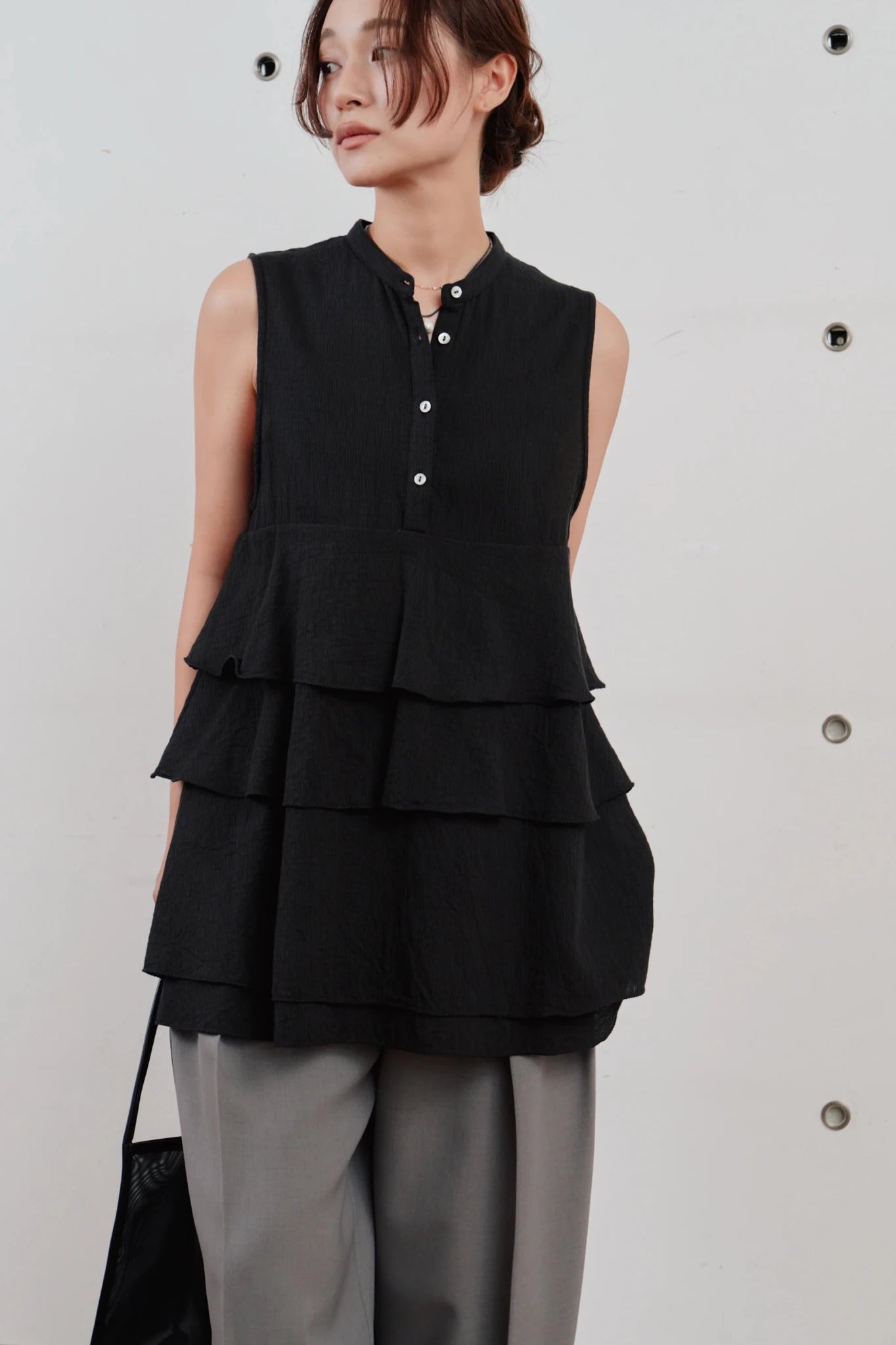 【Hella 2026 SPRING/SUMMER】cotton crepe layer top - Champdelarose