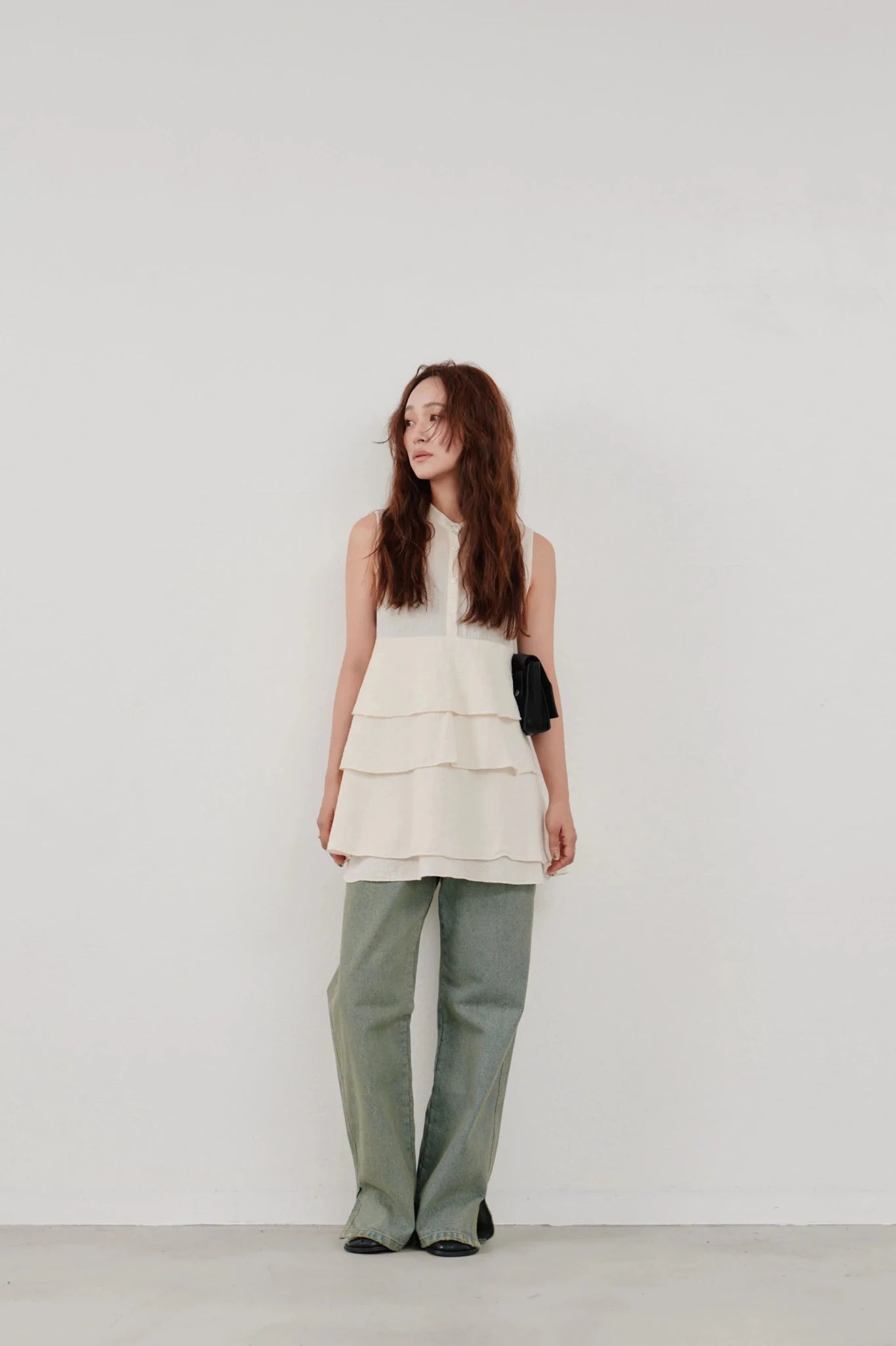 【Hella 2026 SPRING/SUMMER】cotton crepe layer top - Champdelarose