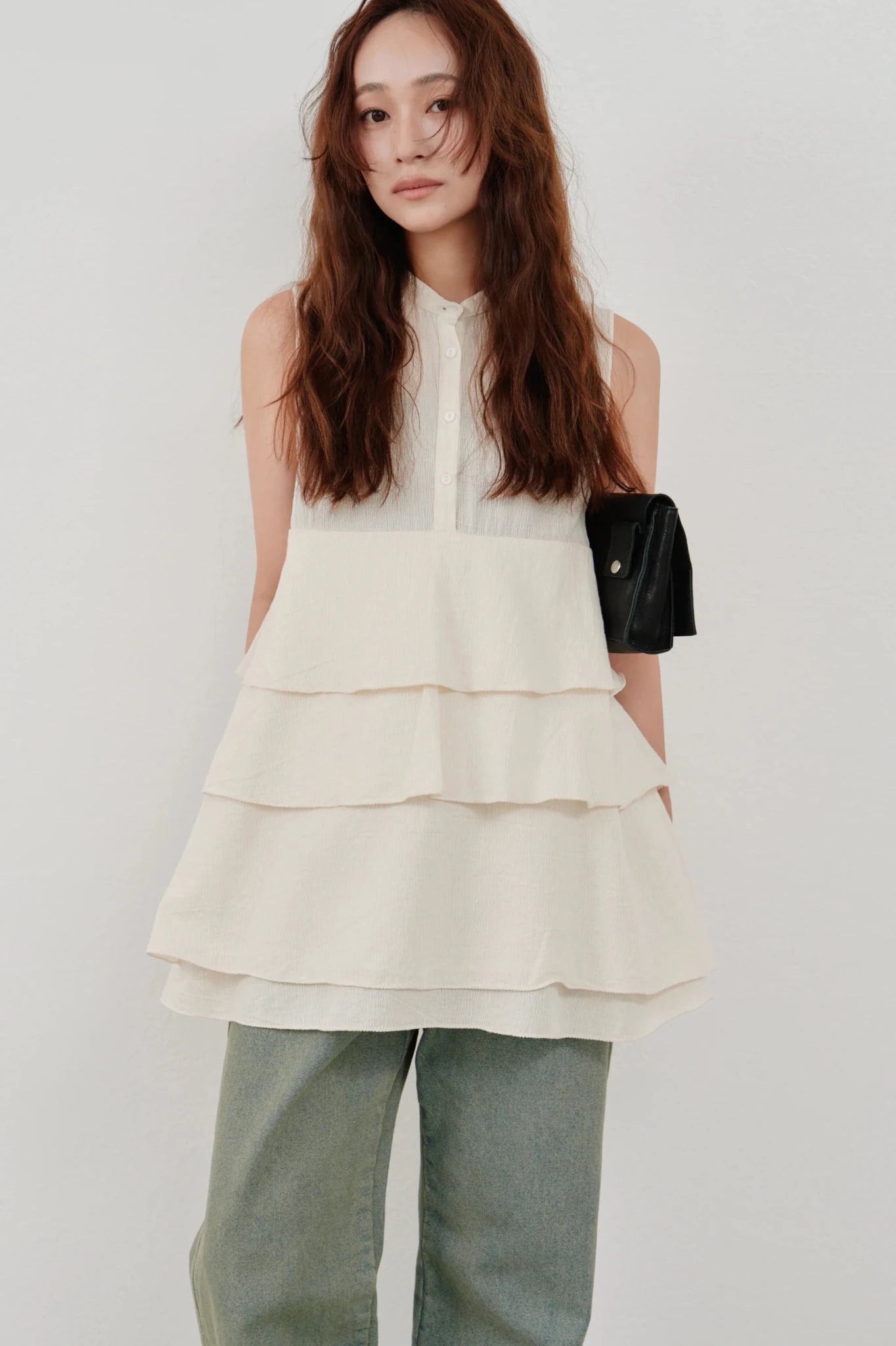 【Hella 2026 SPRING/SUMMER】cotton crepe layer top - Champdelarose