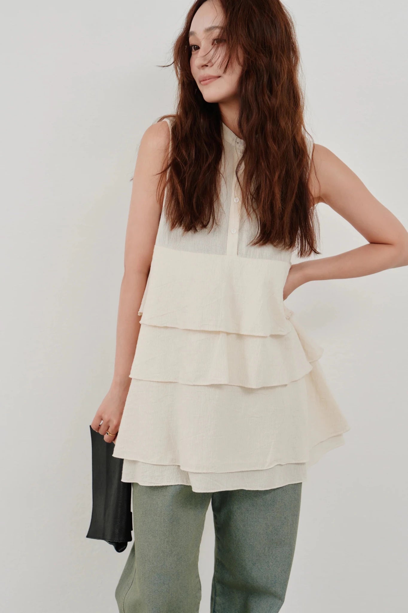 【Hella 2026 SPRING/SUMMER】cotton crepe layer top - Champdelarose