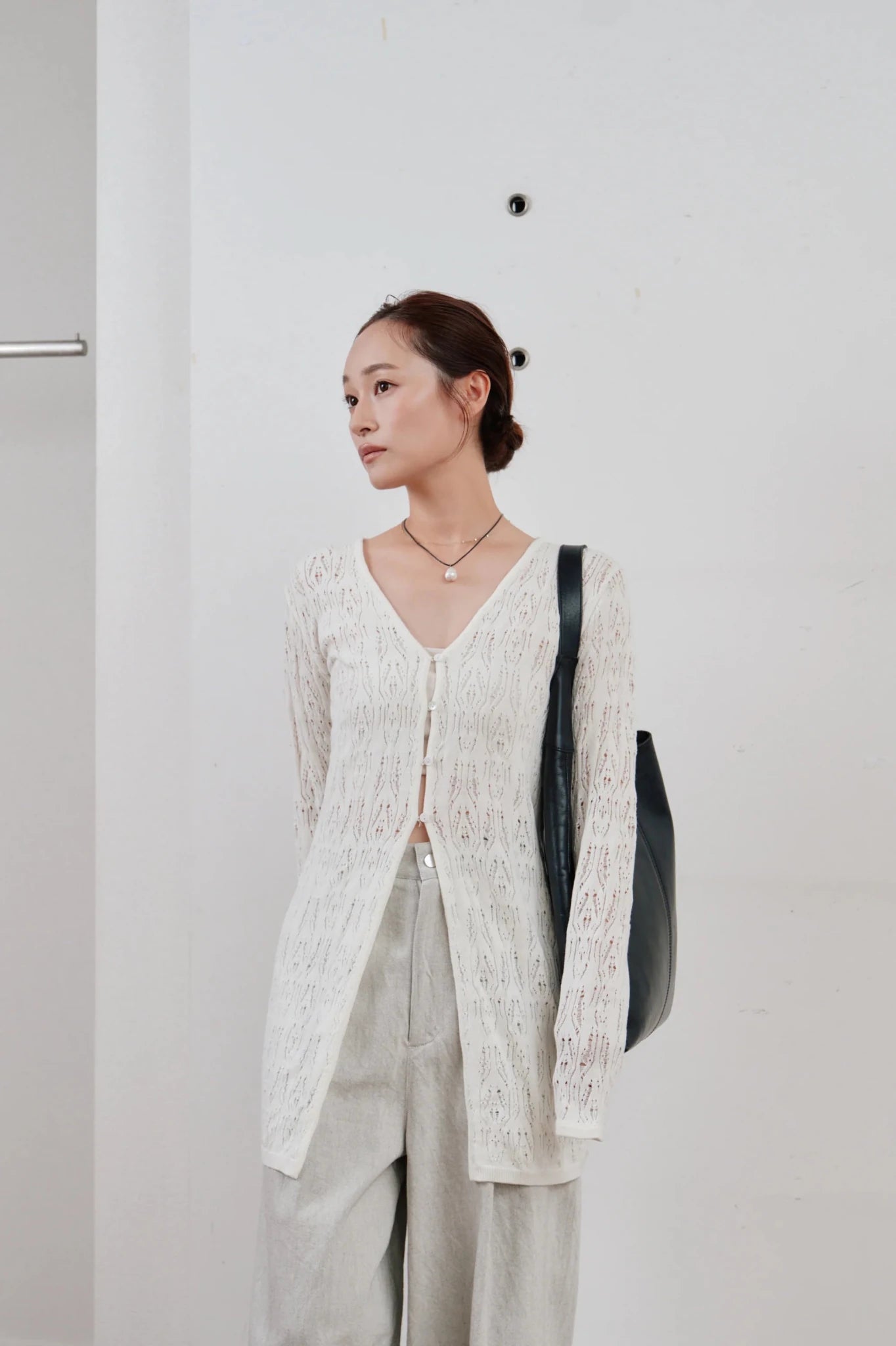 【Hella 2026 SPRING/SUMMER】crochet lace Vneck cardigan - Champdelarose