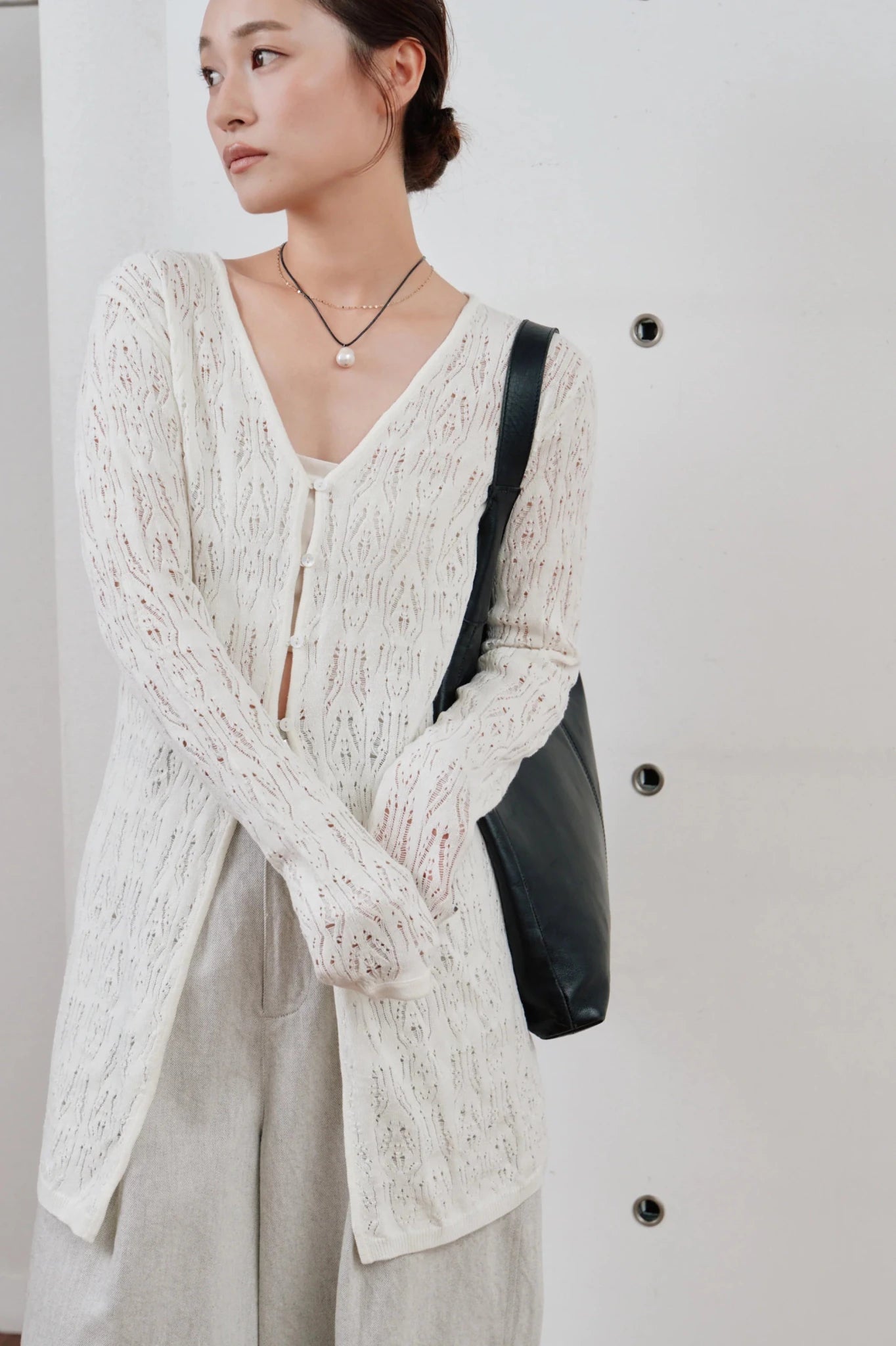 【Hella 2026 SPRING/SUMMER】crochet lace Vneck cardigan - Champdelarose