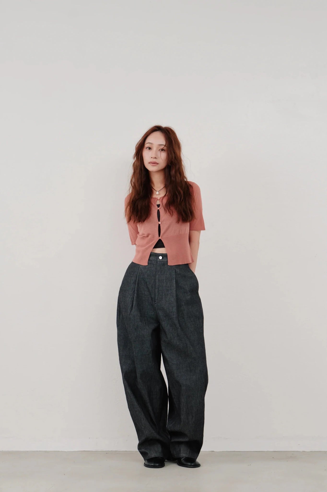【Hella 2026 SPRING/SUMMER】cropped sheer knit cardigan - Champdelarose
