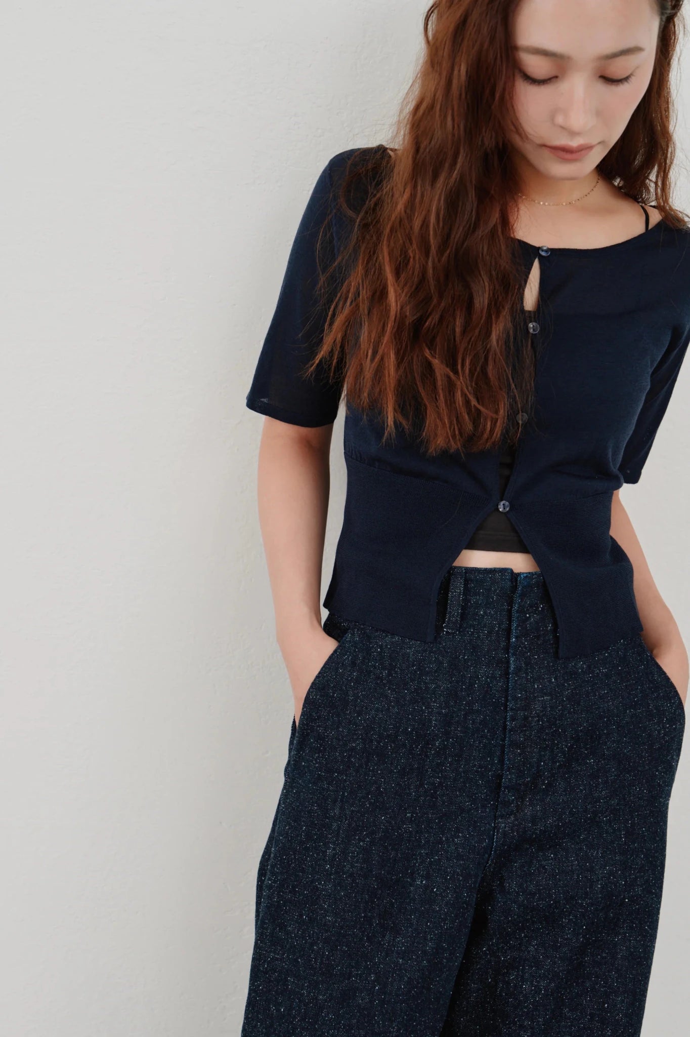 【Hella 2026 SPRING/SUMMER】cropped sheer knit cardigan - Champdelarose