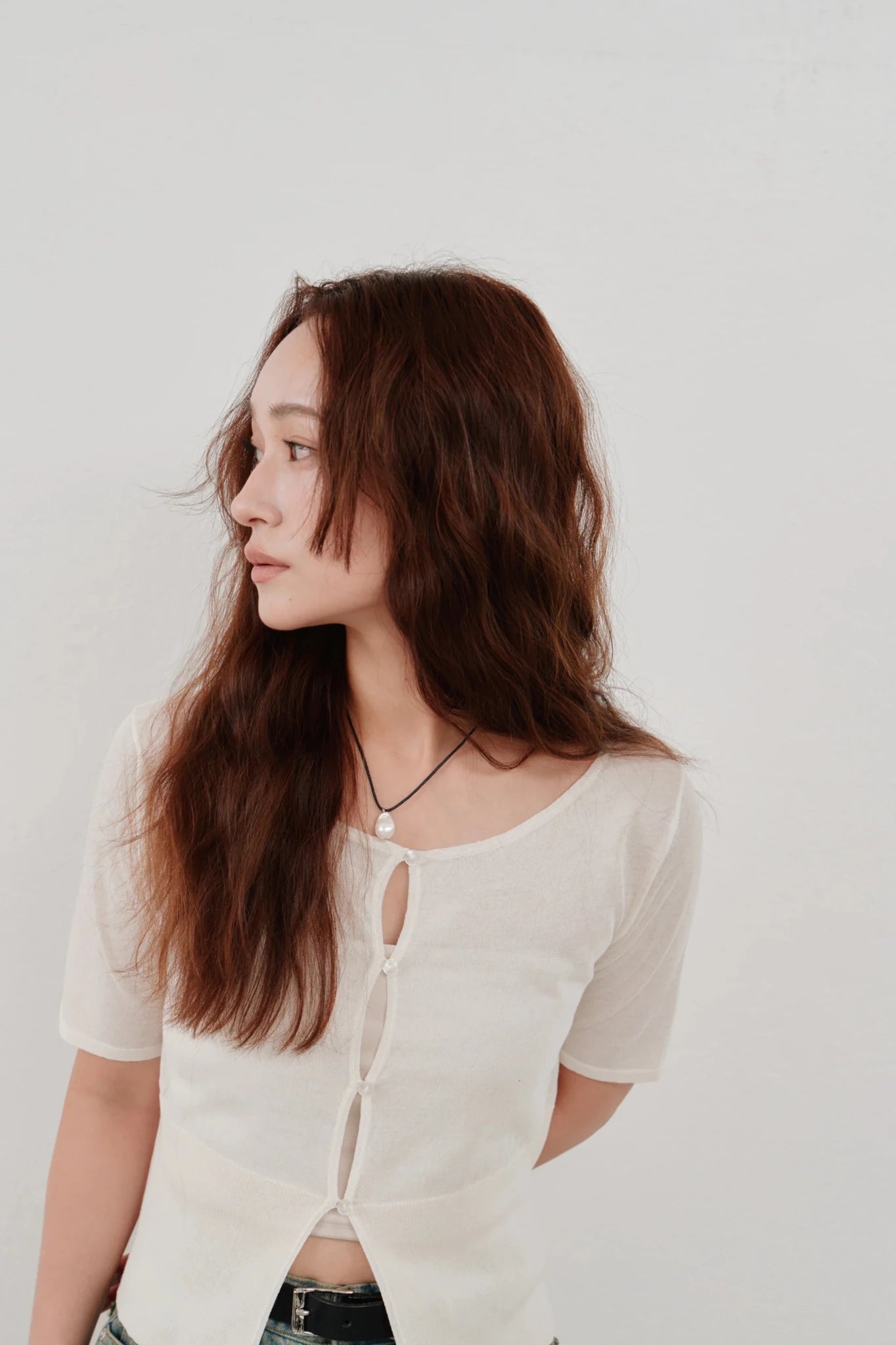 【Hella 2026 SPRING/SUMMER】cropped sheer knit cardigan - Champdelarose