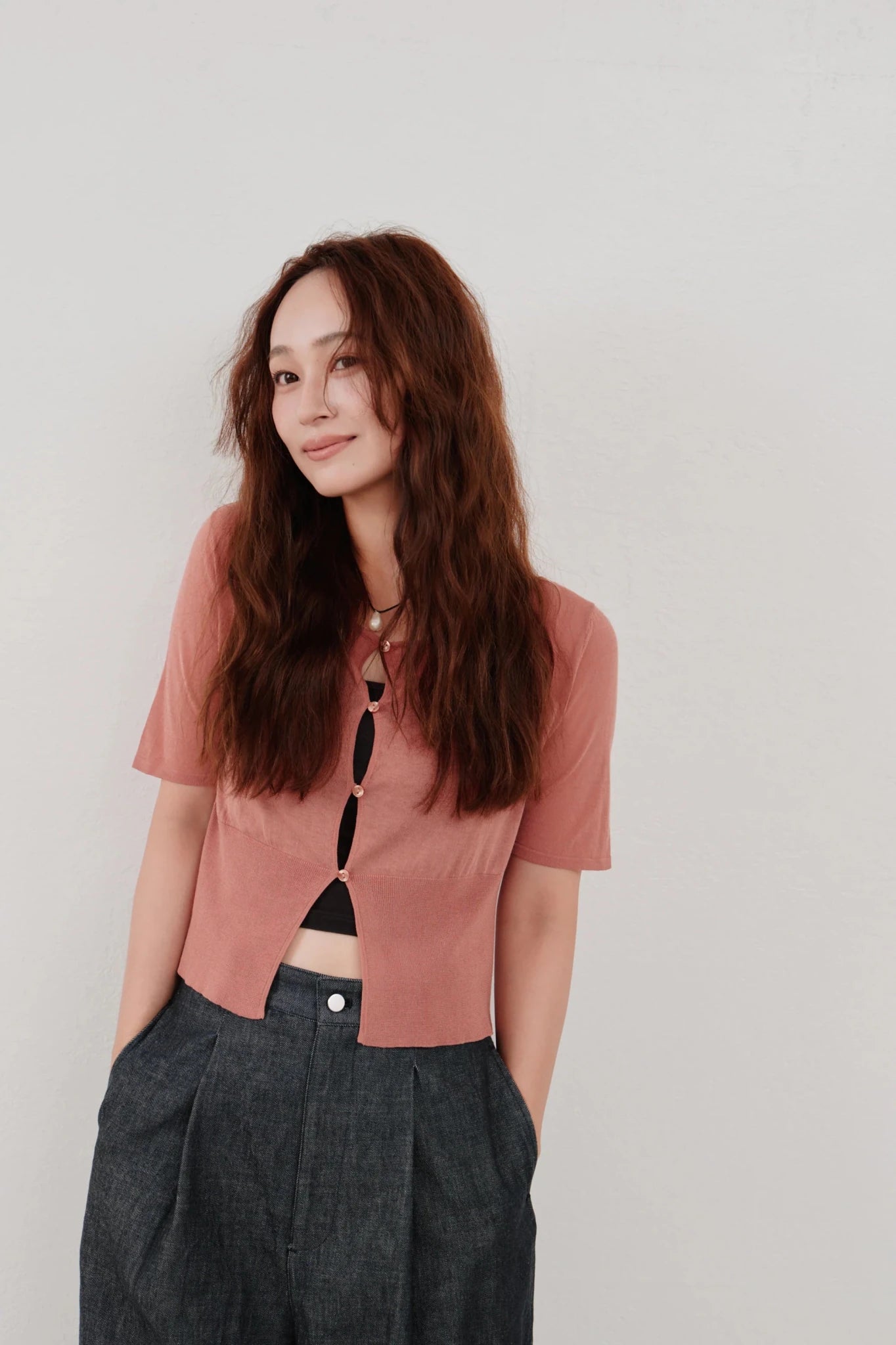 【Hella 2026 SPRING/SUMMER】cropped sheer knit cardigan - Champdelarose
