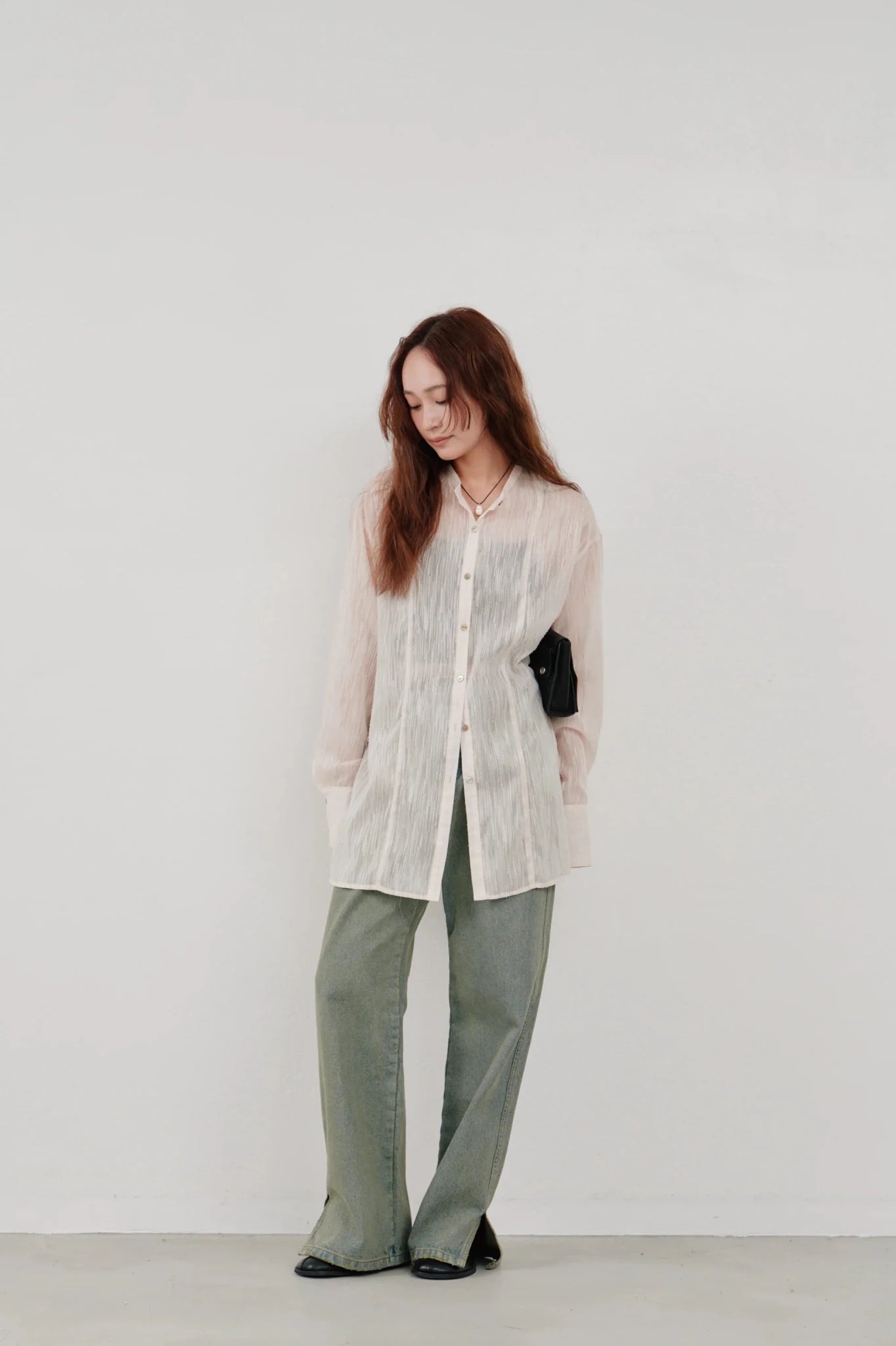【Hella 2026 SPRING/SUMMER】cut jacquard long shirt - Champdelarose