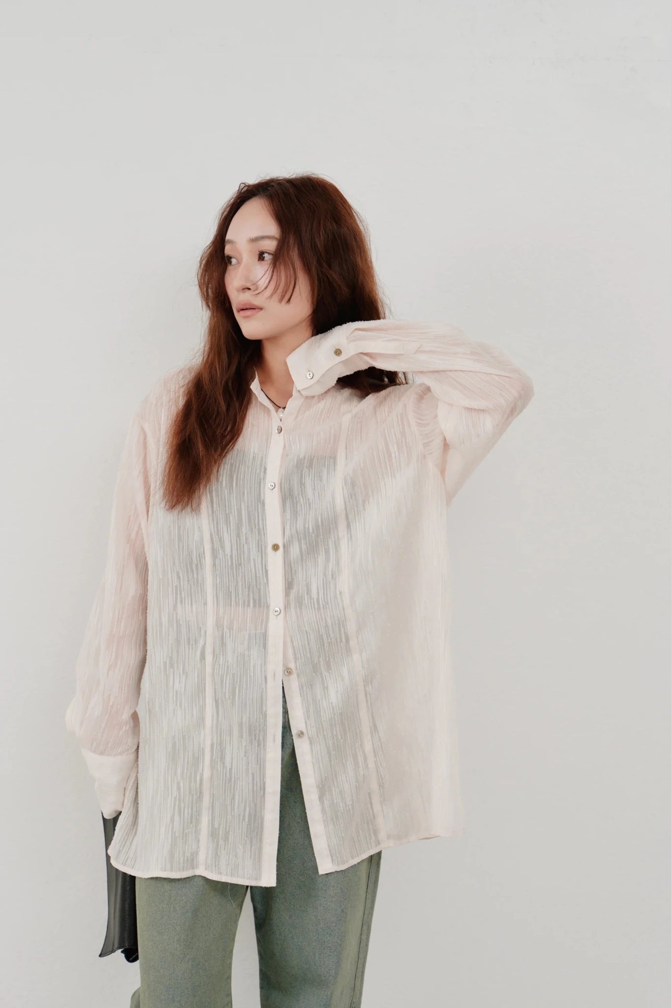 【Hella 2026 SPRING/SUMMER】cut jacquard long shirt - Champdelarose