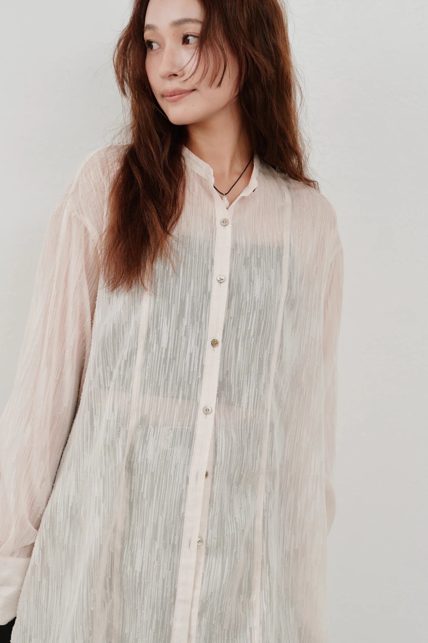 【Hella 2026 SPRING/SUMMER】cut jacquard long shirt - Champdelarose